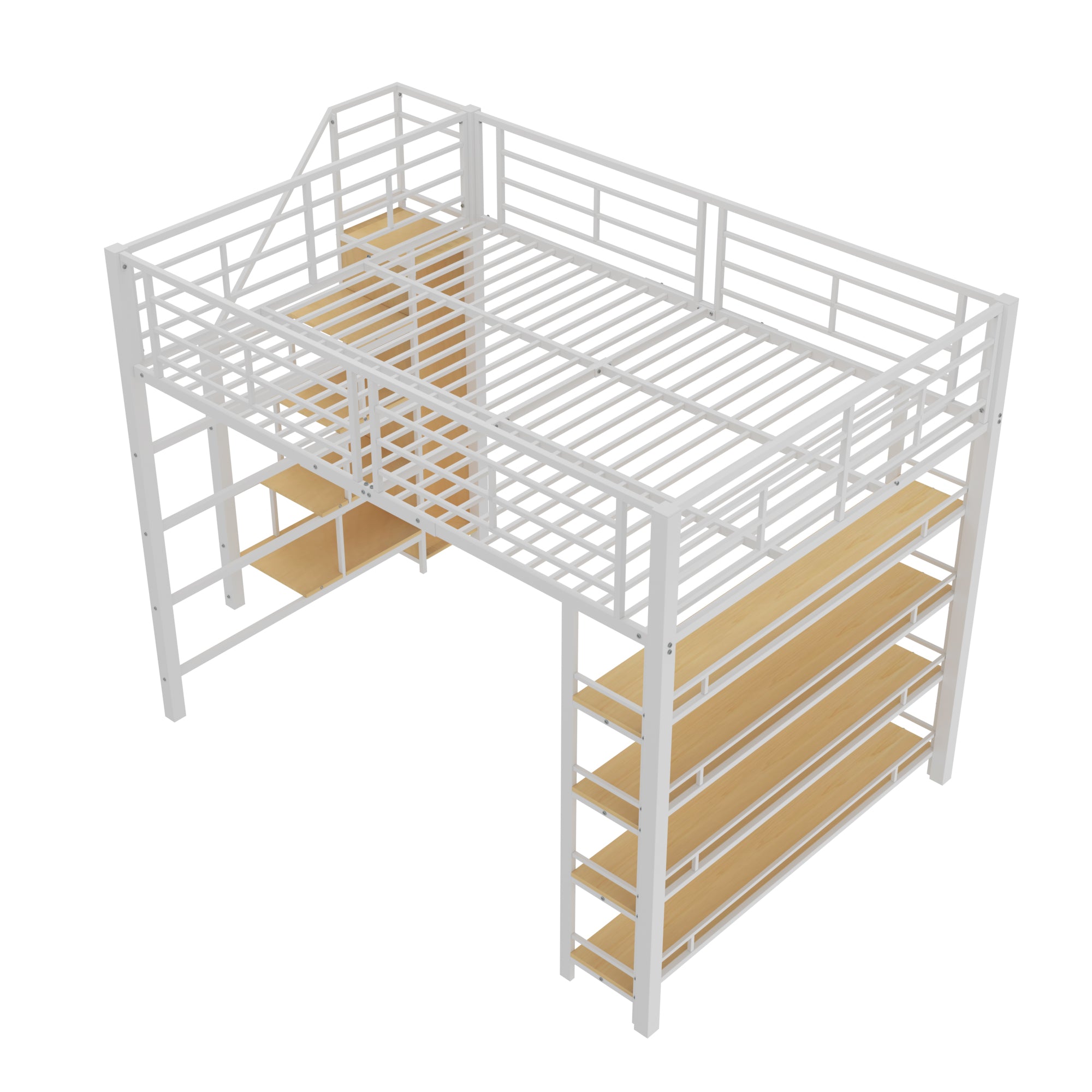 Logidon hoogslaper 140x200 met veiligheidstrap, opbergruimte, wit