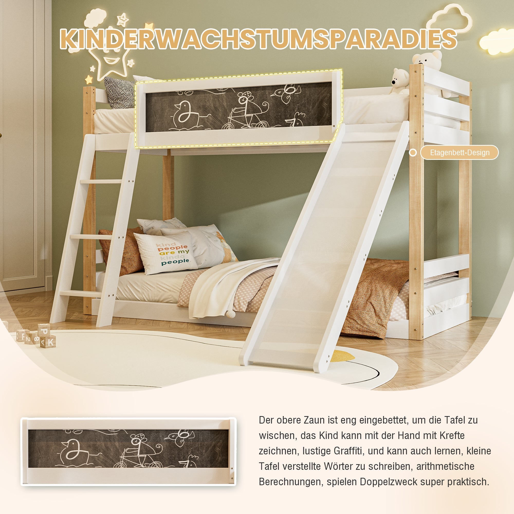 Logidon Stapelbed Kind Met Glijbaan En Trap 90x200 Wit