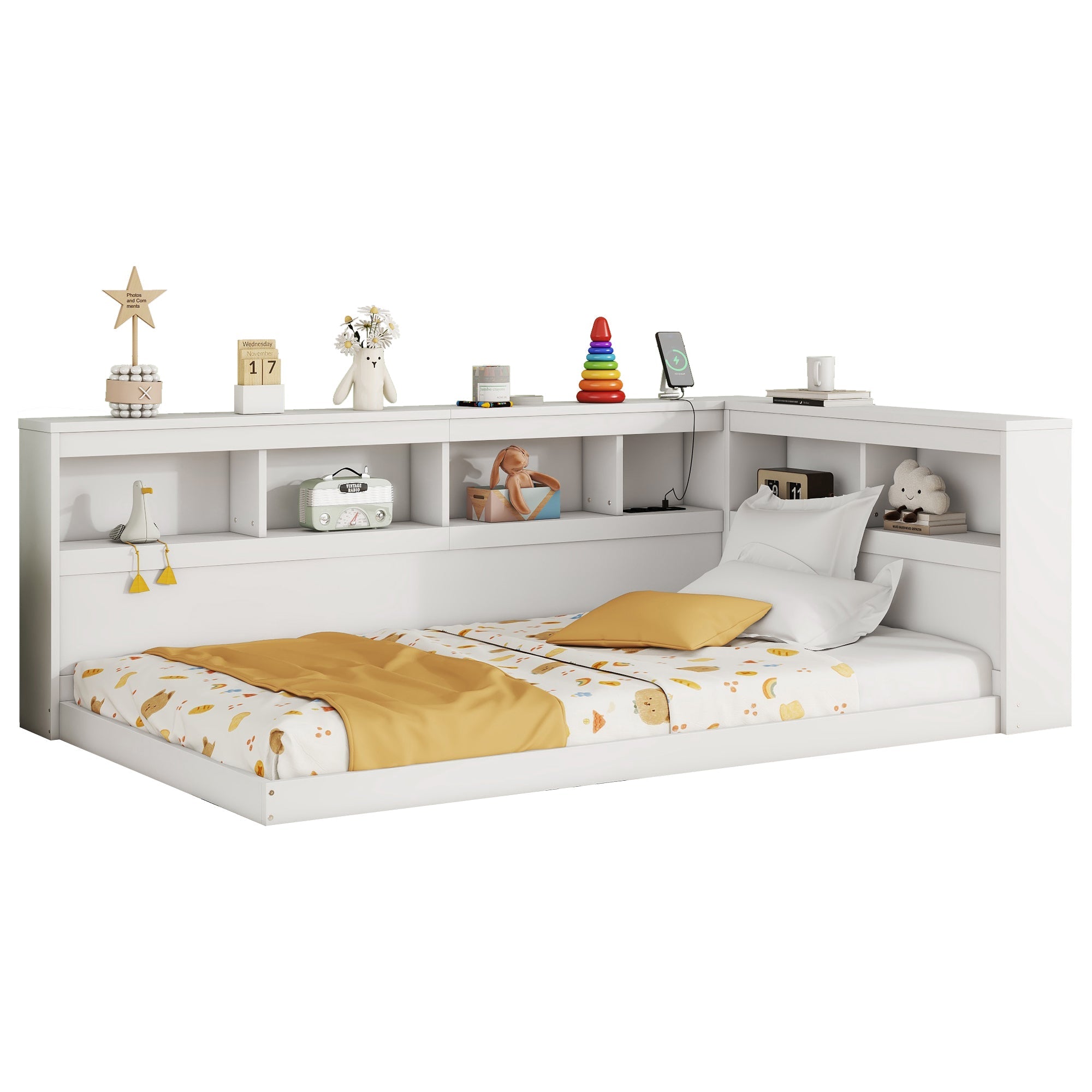 Logidon daybed 90x200 slaapbank lattenbodem stopcontact USB wit