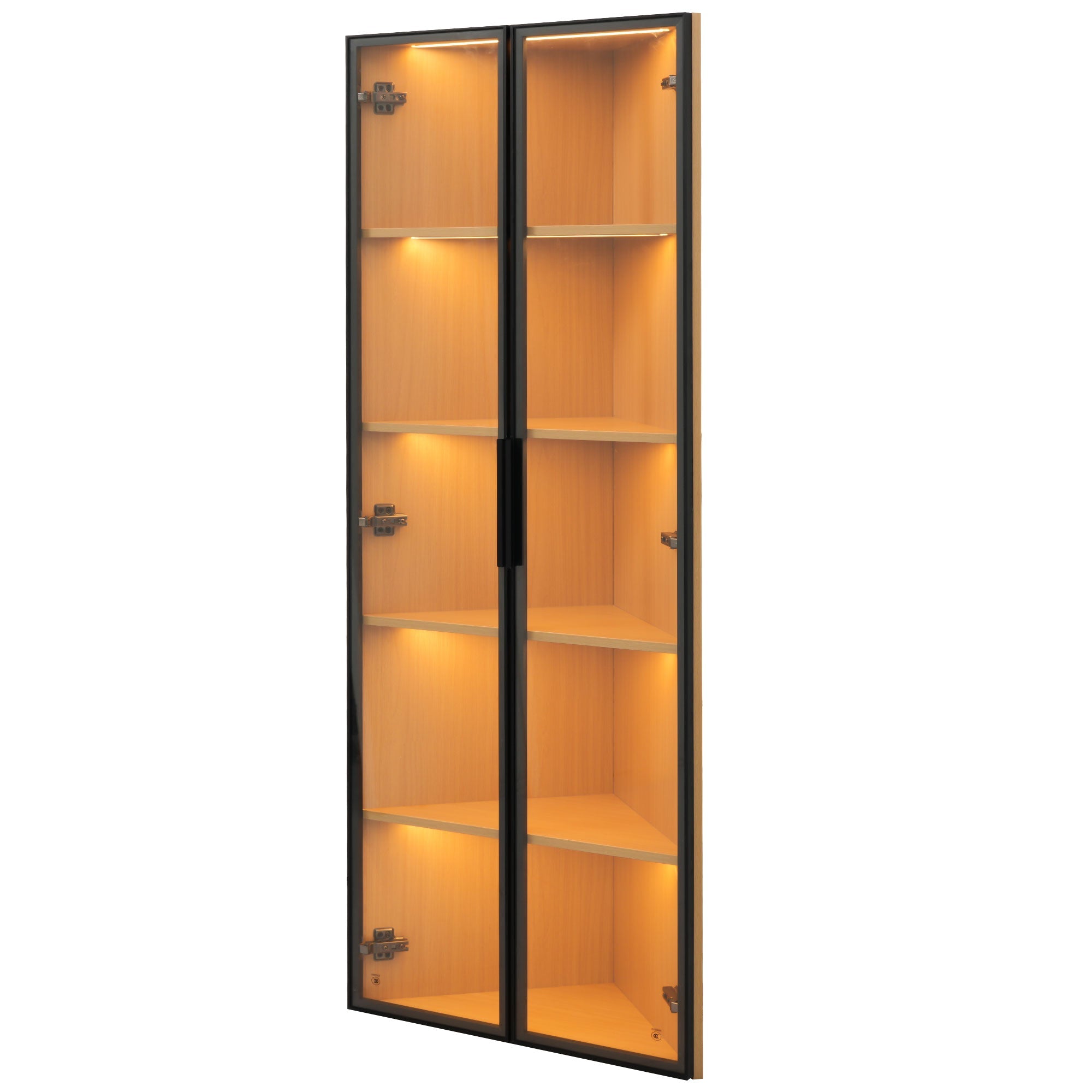Logidon LED glazen vitrine 62 cm 35 cm 160 cm eiken hoekvitrine met deur