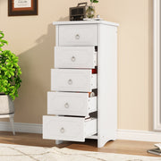 Logidon Classic Chest of Drawers White with 5 Drawers Silent Glides