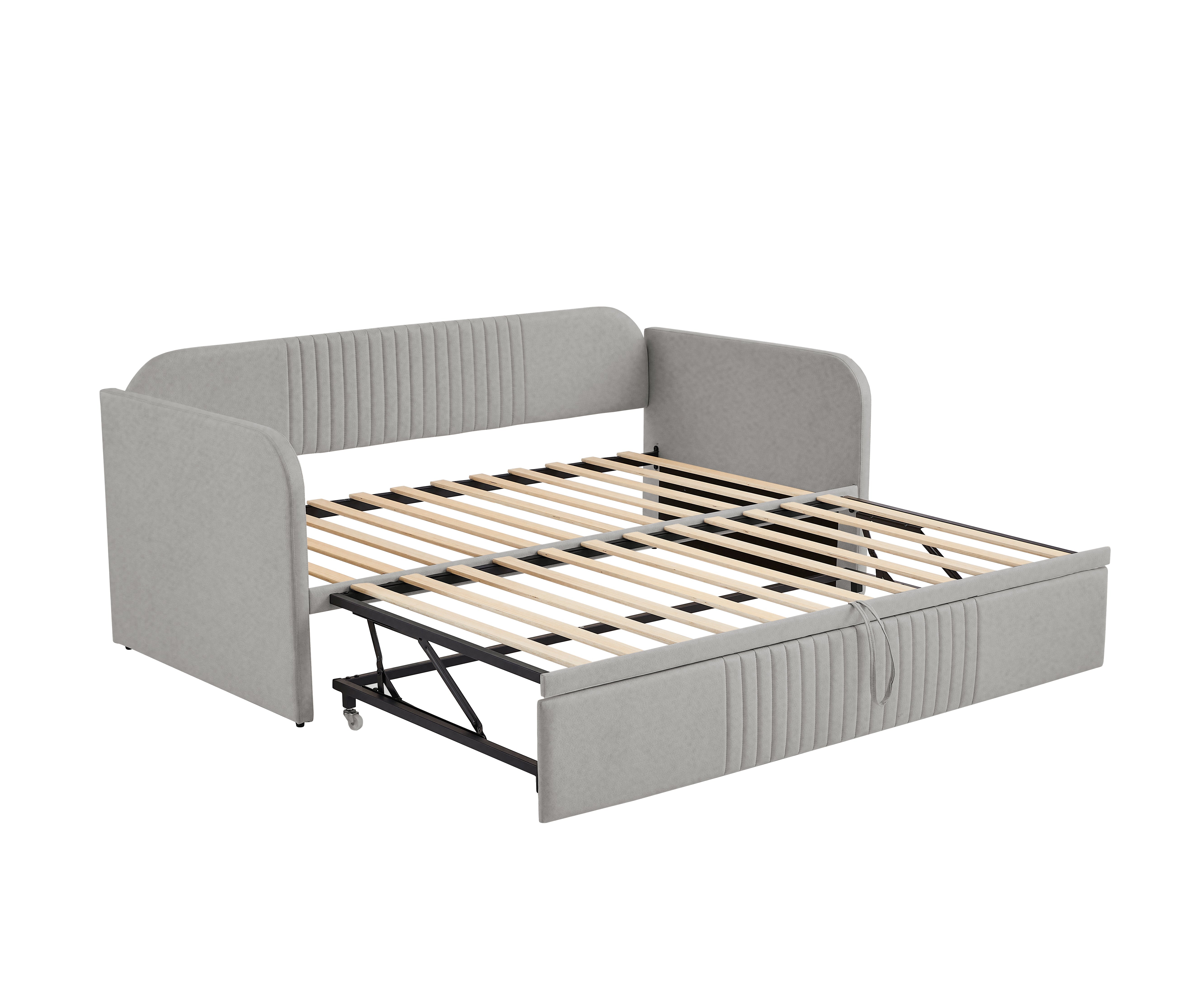 Logidon gestoffeerd bed slaapbank 90/180x190 cm lichtgrijs