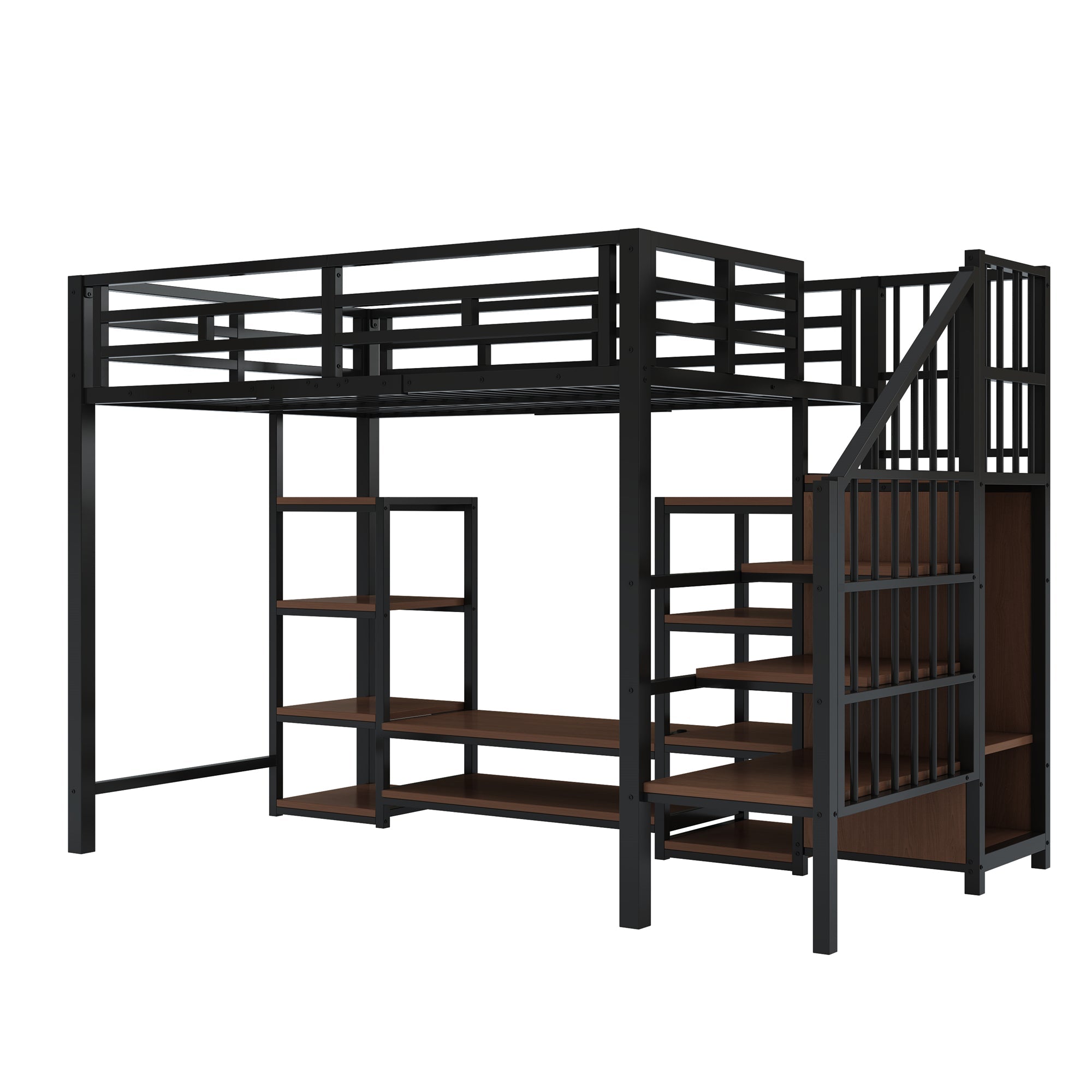 Logidon hoogslaper 90x200 met tv-meubel en stopcontact zwart