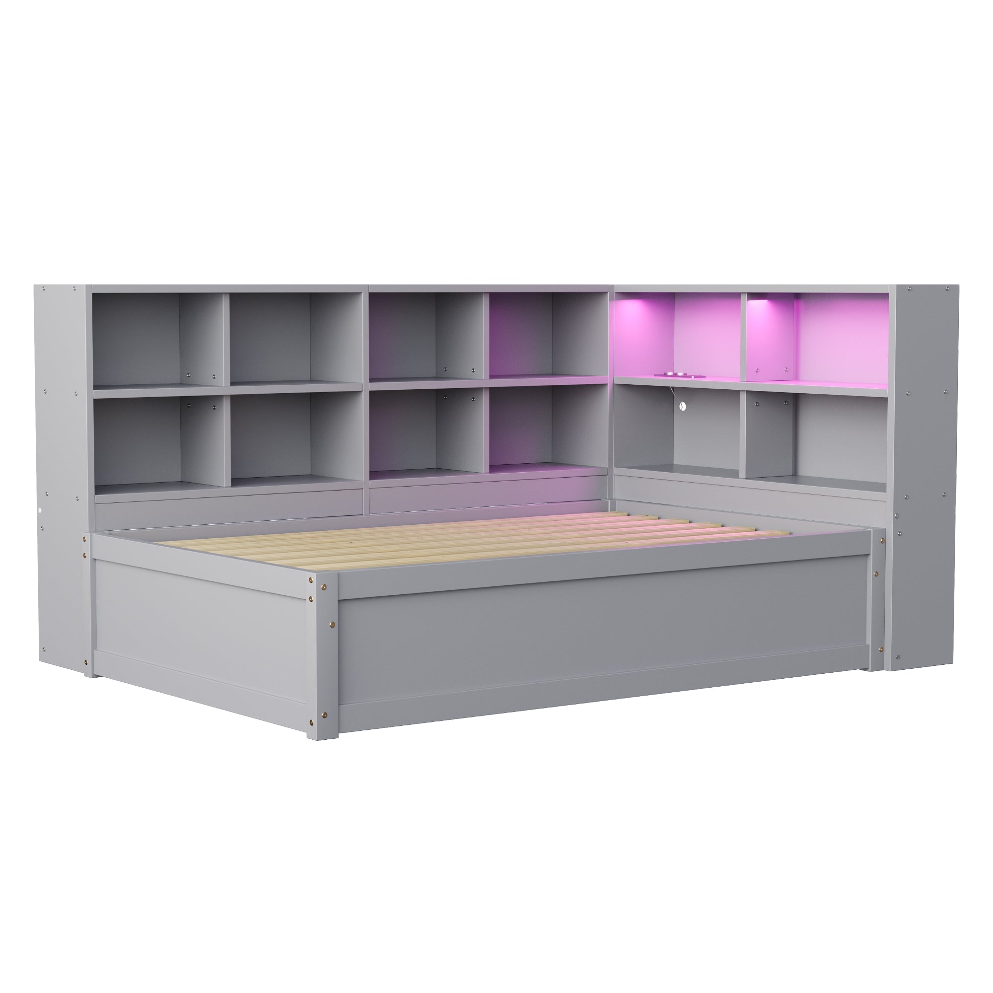 Logidon slaapbank 90x200 grijs met meerdere stopcontacten en opbergvakken