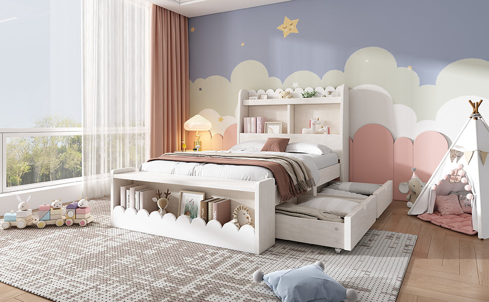 Logidon kinderbed 90x200 wit eiken opberglades