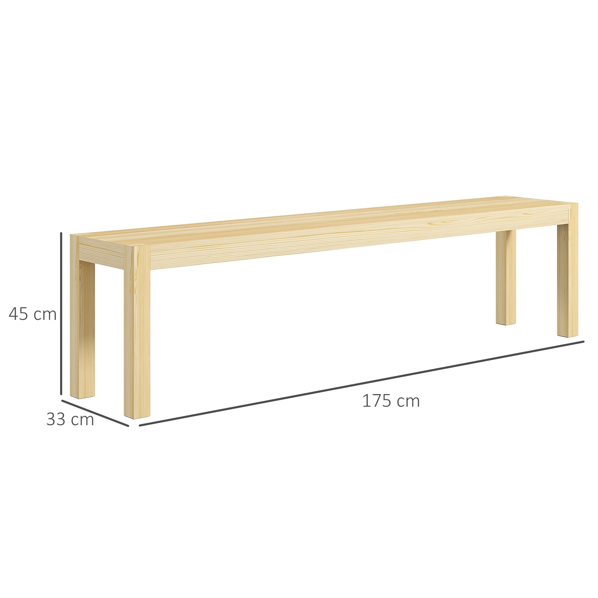 Logidon bank 3-zits massief hout naturel grenen 175x33x45 cm