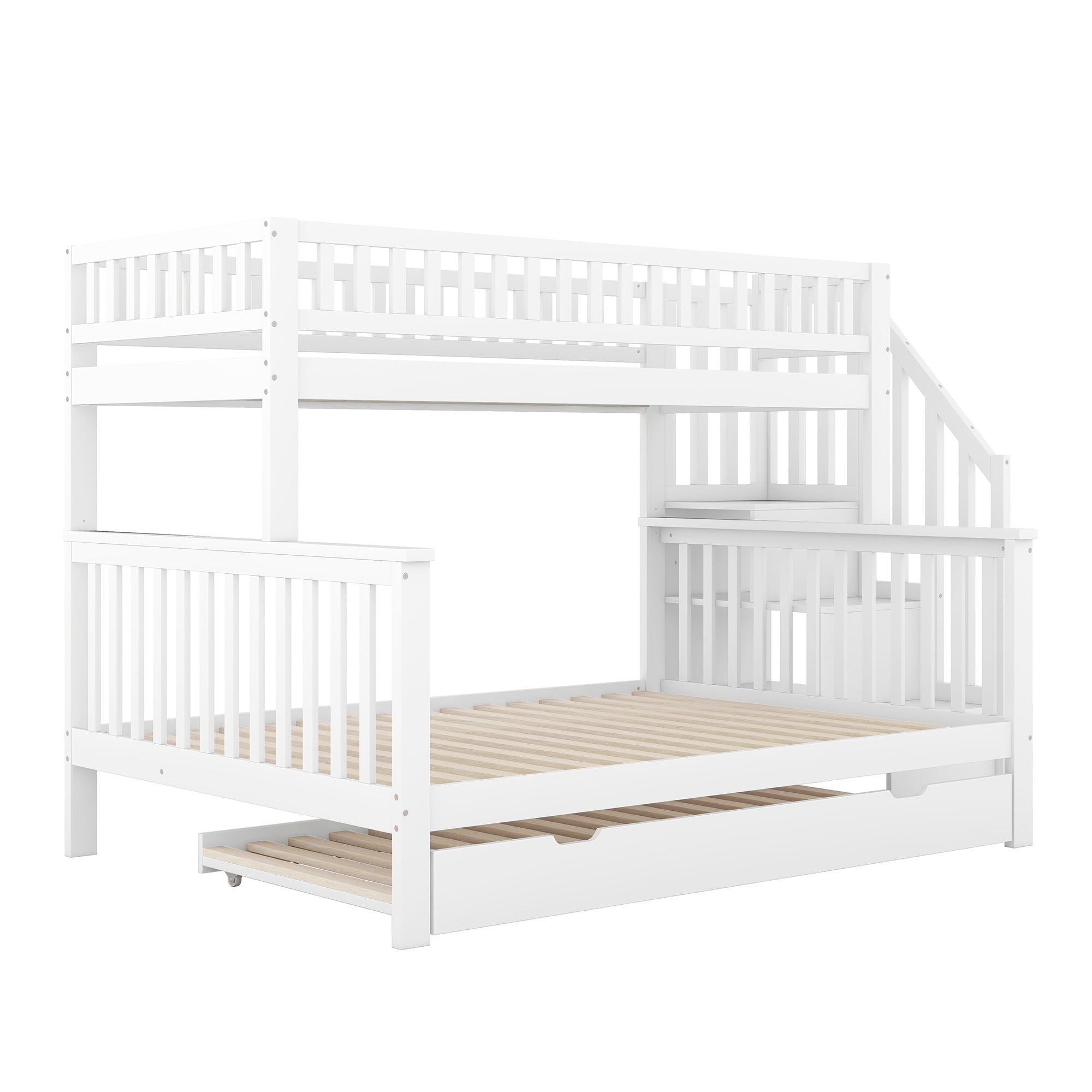 Logidon stapelbed wit 90x200 en 140x200 met rolcontainertrap