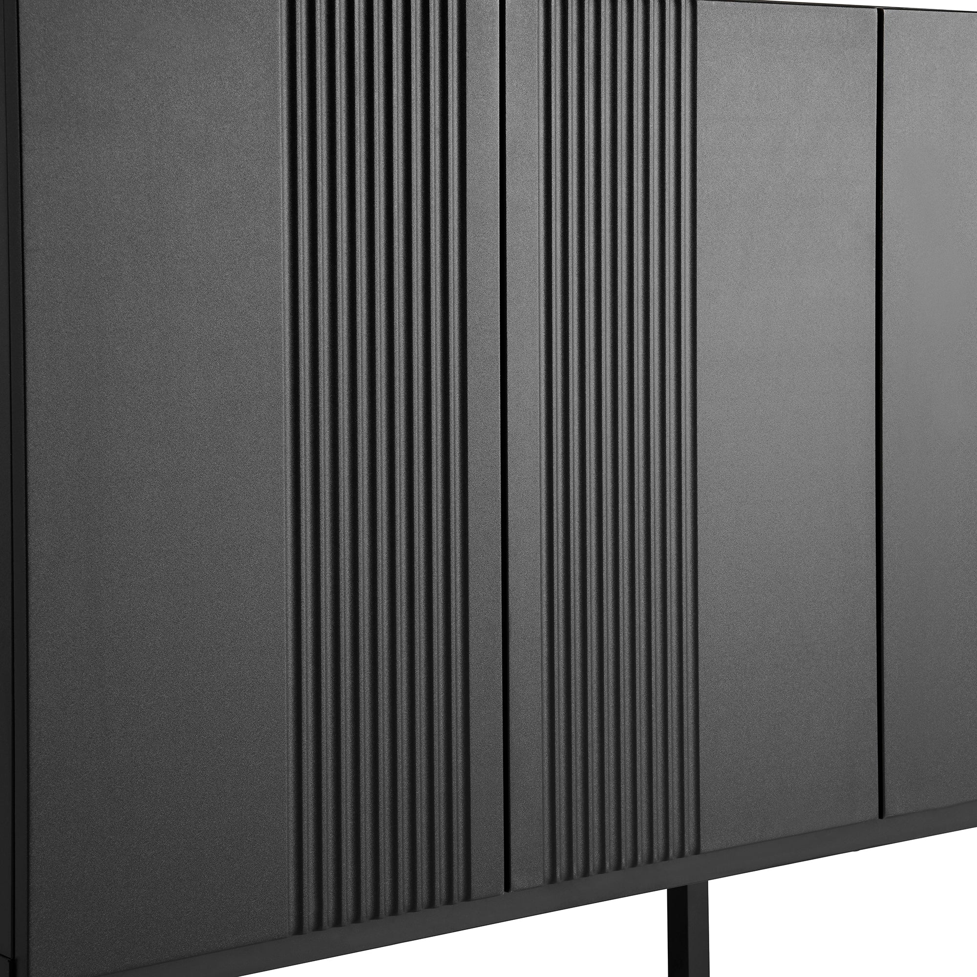 Logidon Modern Dressoir 4-deurs Greeploos Zwart 145x41x80 cm