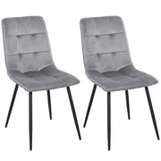 Logidon Set van 2 eetkamerstoelen Gestoffeerde stoelen Grijs Zwart Metaal
