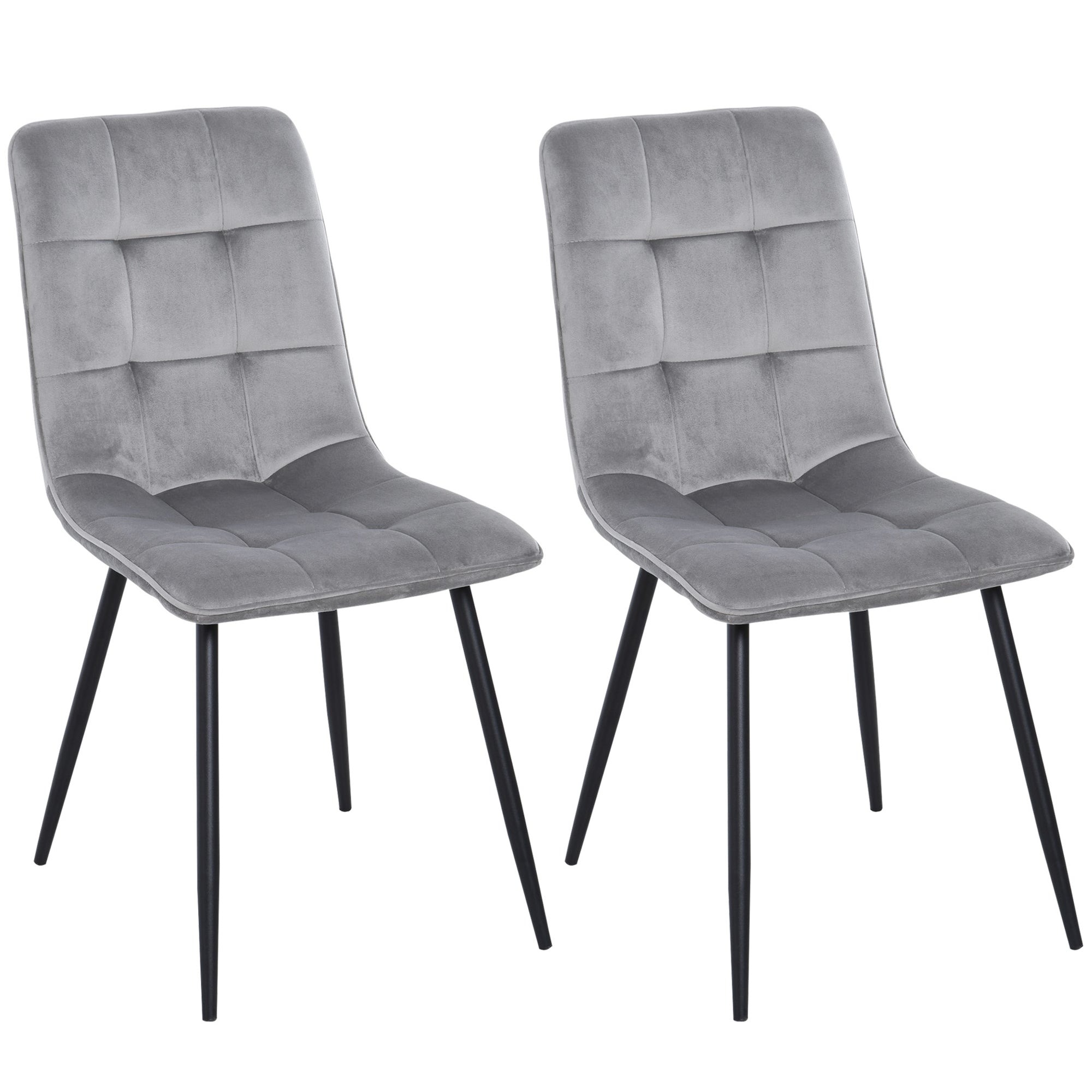 Logidon Set van 2 eetkamerstoelen Gestoffeerde stoelen Grijs Zwart Metaal