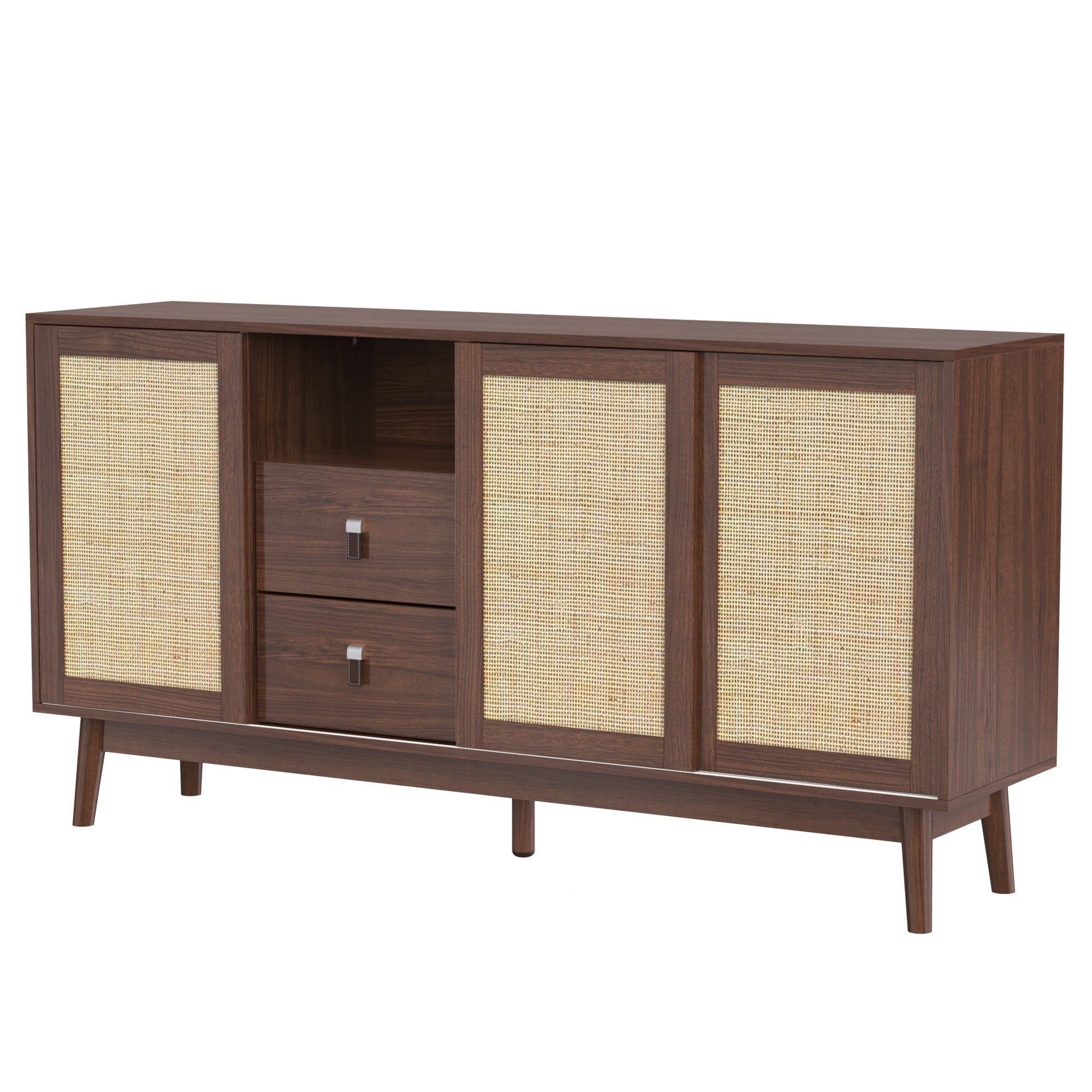 Logidon dressoir met rotan schuifdeuren en 2 lades 155x38x80 cm