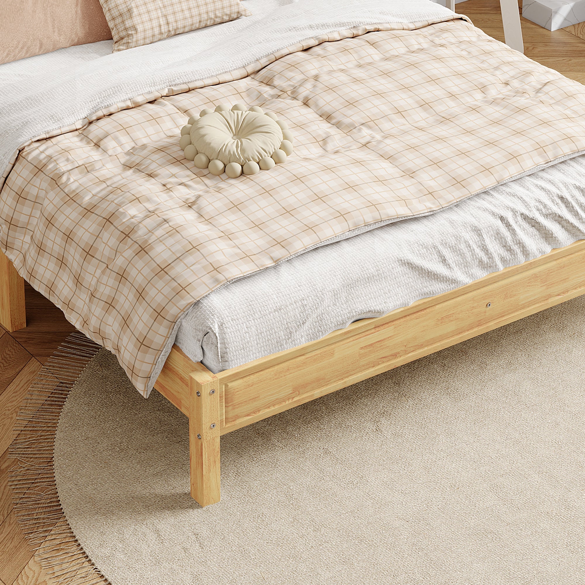 Logidon double bed 160x200 cm wood with natural rattan 15 slats