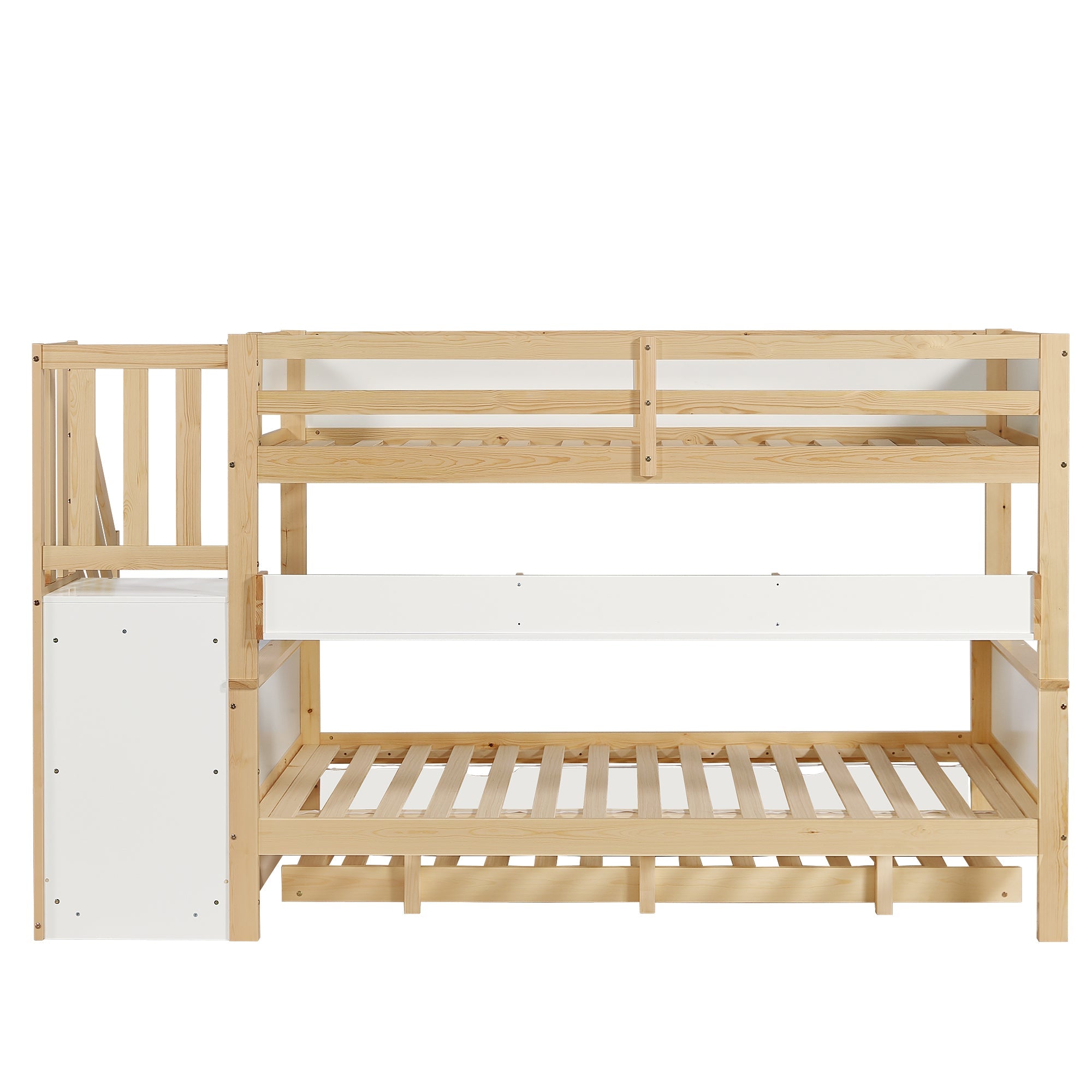Logidon stapelbed naturel raster hoektrap onderschuifbed 90x200 120x200
