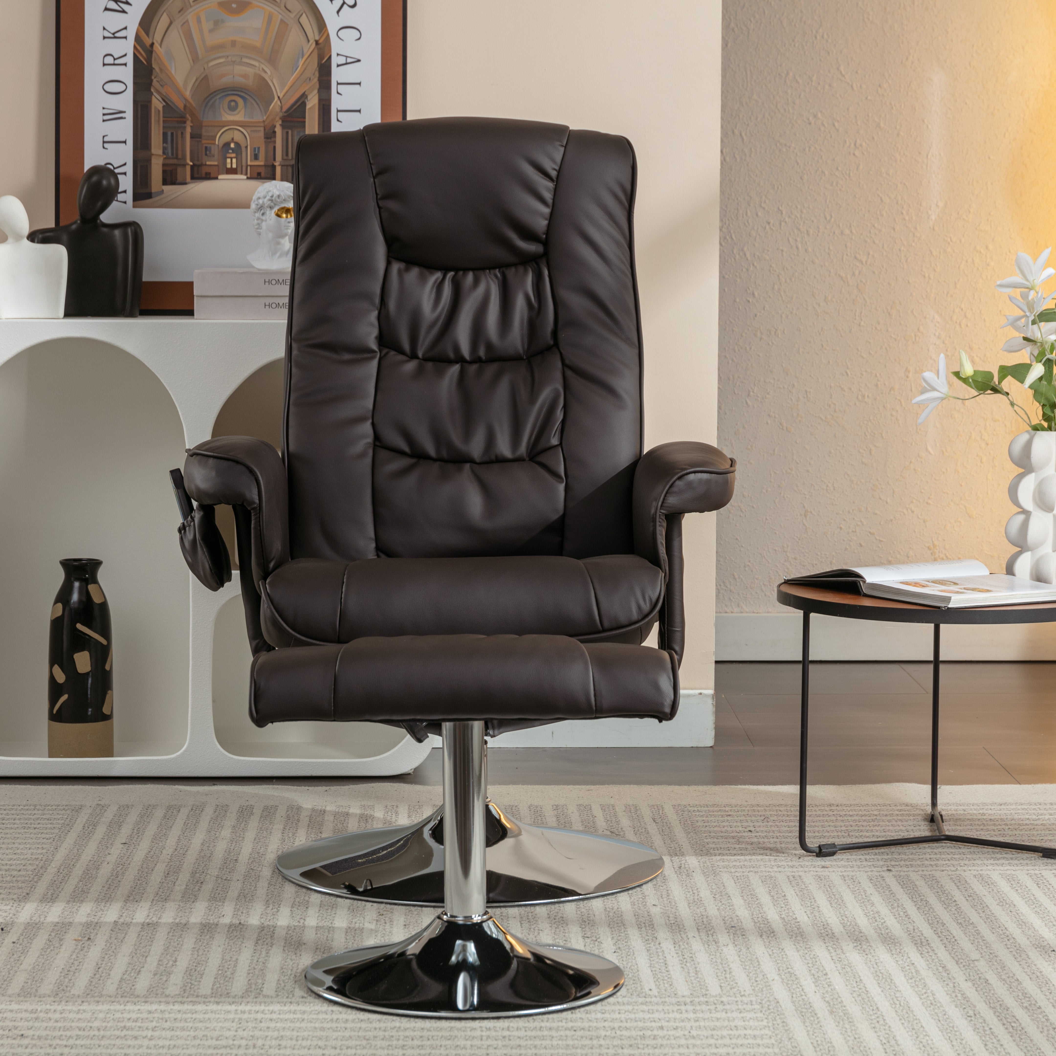 Logidon PU kunstleer massage relaxstoel met voetenbank bruin