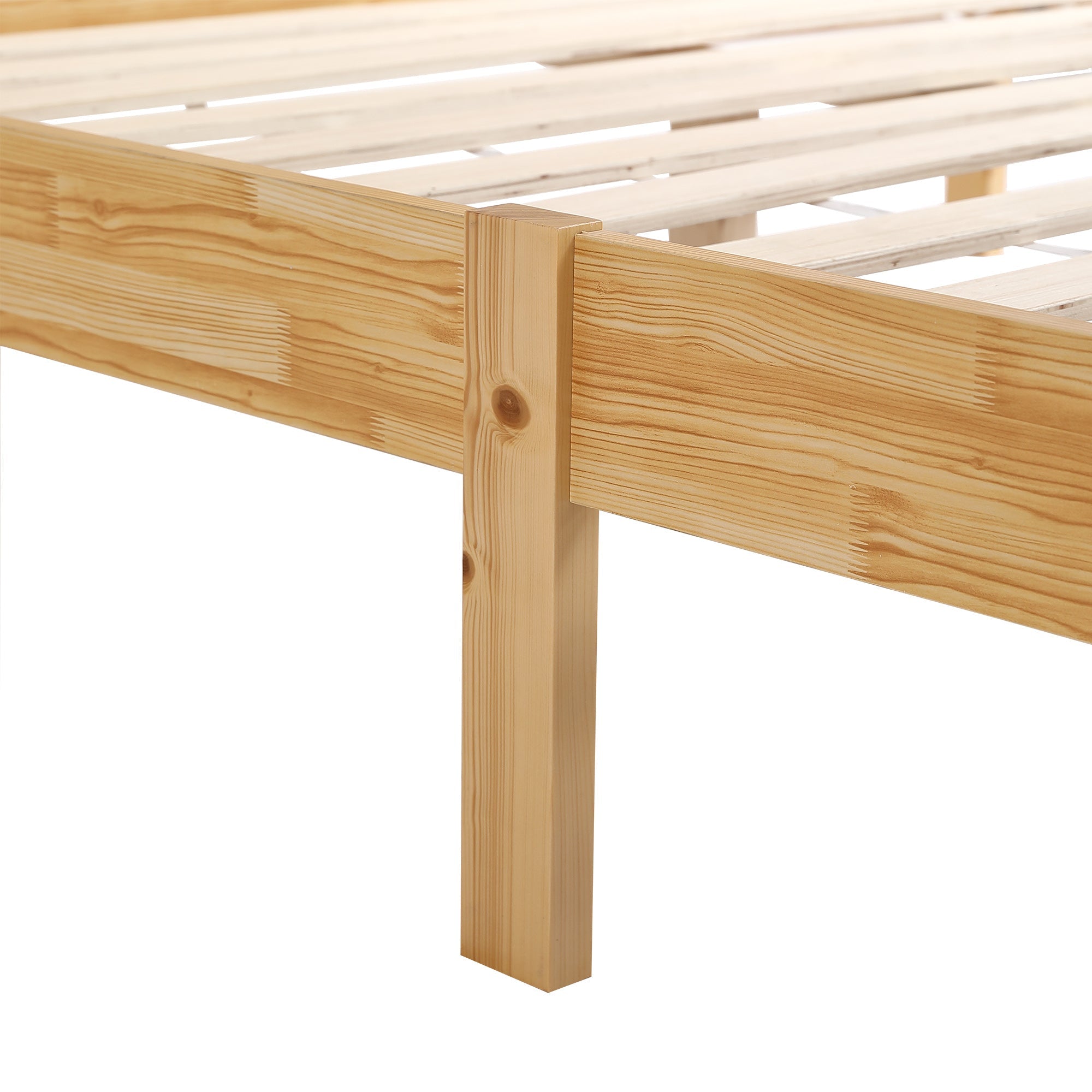 Logidon double bed 160x200 cm wood with natural rattan 15 slats