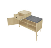Logidon Boho shoe bench with rattan doors and drawer 90x35x65 cm