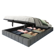 Logidon gestoffeerd bed 140x200 cm met opbergruimte LED licht linnengrijs