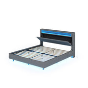 Logidon gestoffeerd bed 160x200 linnen stof USB Omkeerbaar LED-hoofdeinde