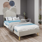 Logidon gestoffeerd bed 140x200 beige cartoon hoofdeinde inclusief lattenbodem