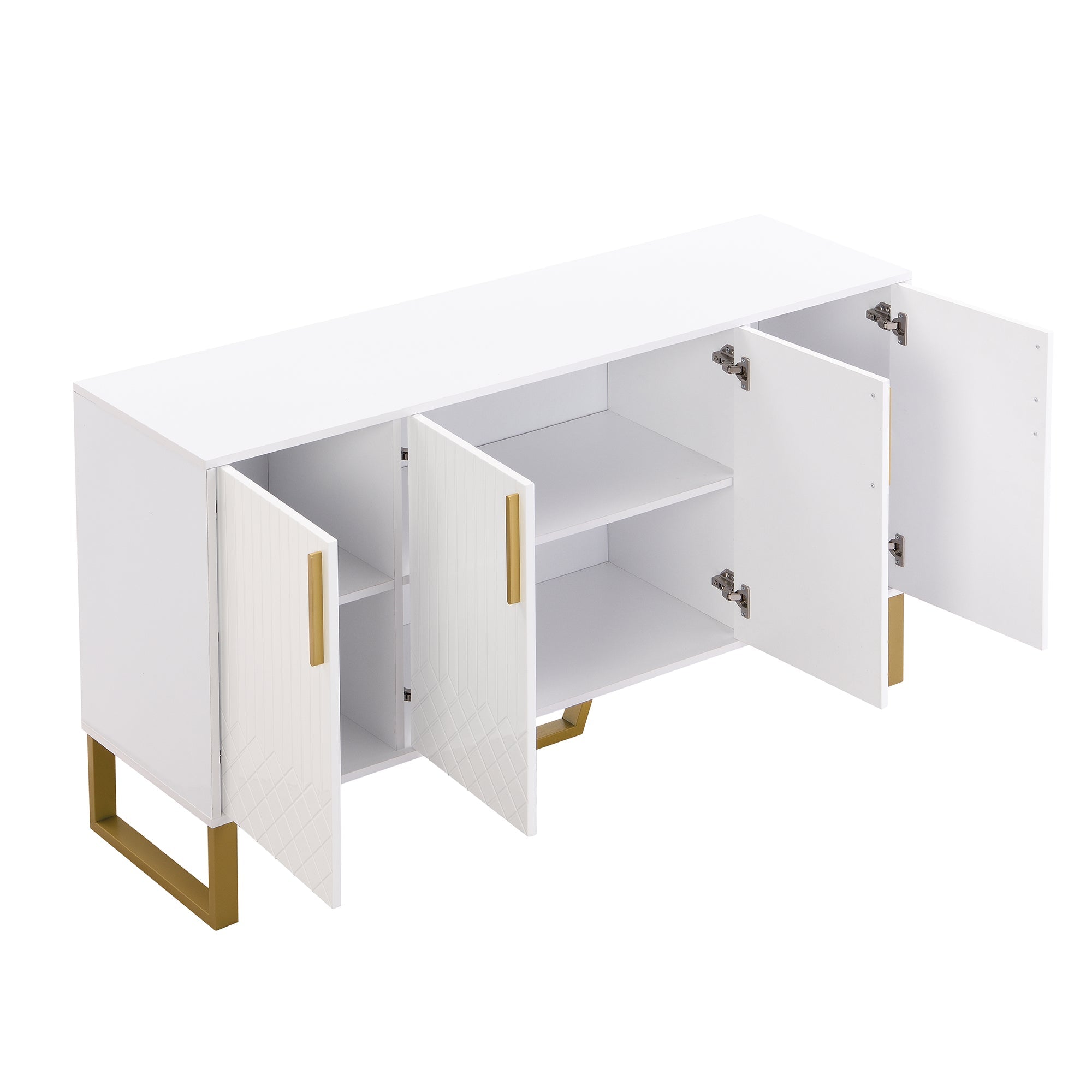 Logidon hoogglans dressoir wit 4 deuren geometrisch ontwerp 140x40x80