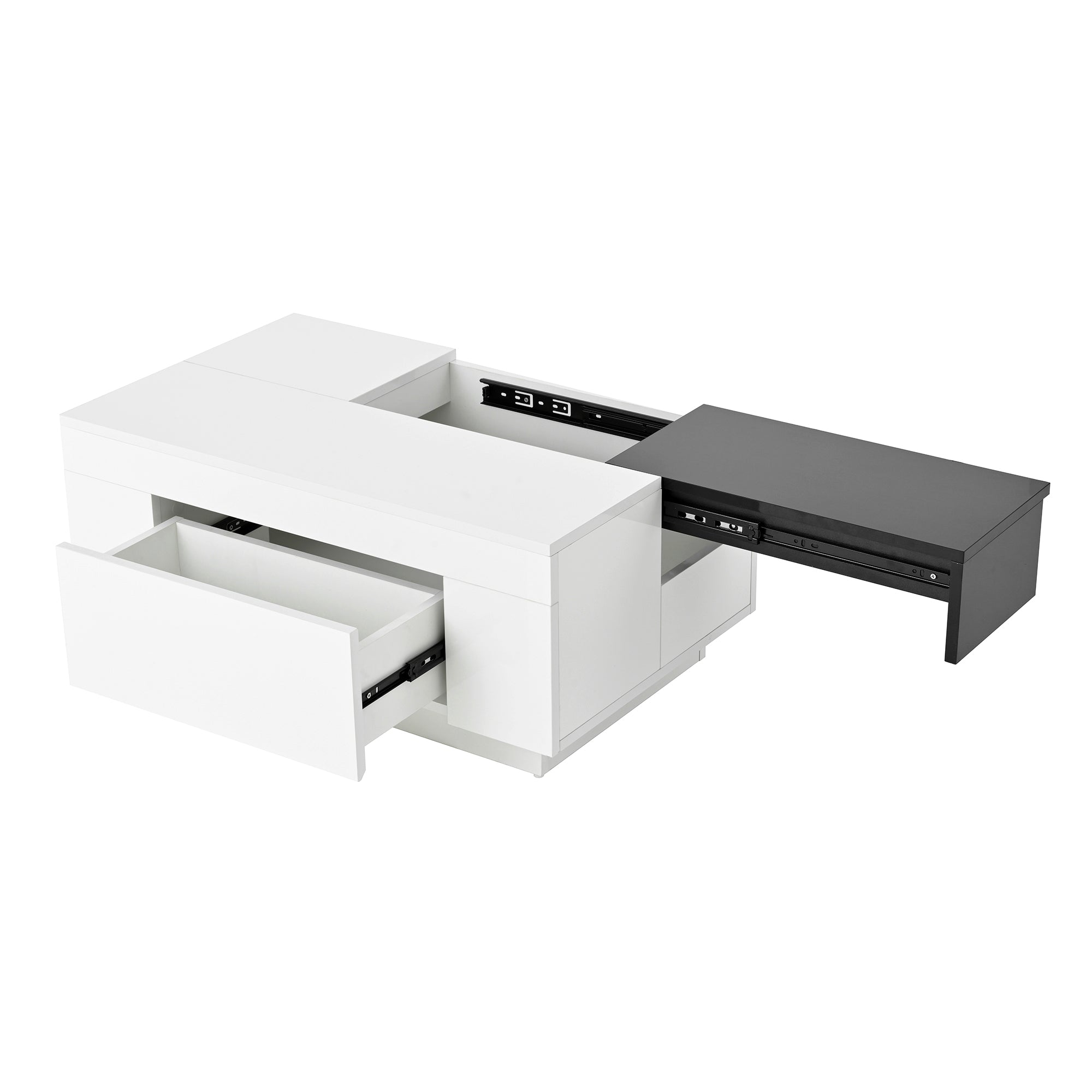 Logidon hoogglans salontafel met LED verlichting uitschuifbaar 80x50 wit