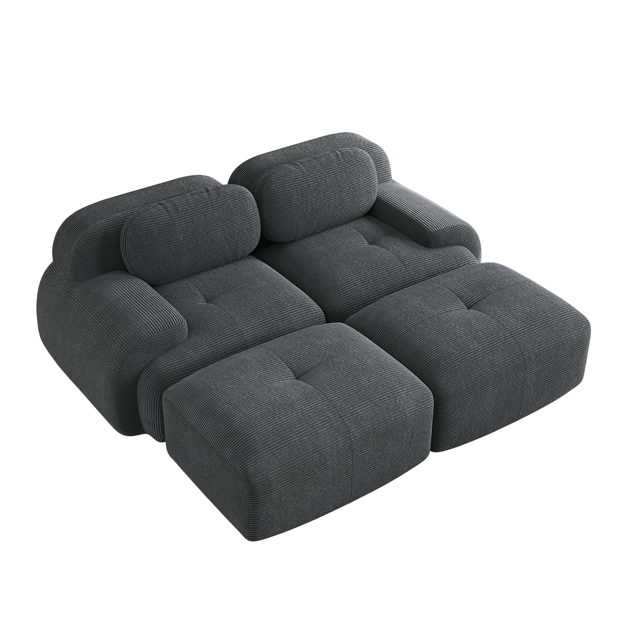 Logidon 2-zitsbank van corduroy grijze modulaire chaise longue