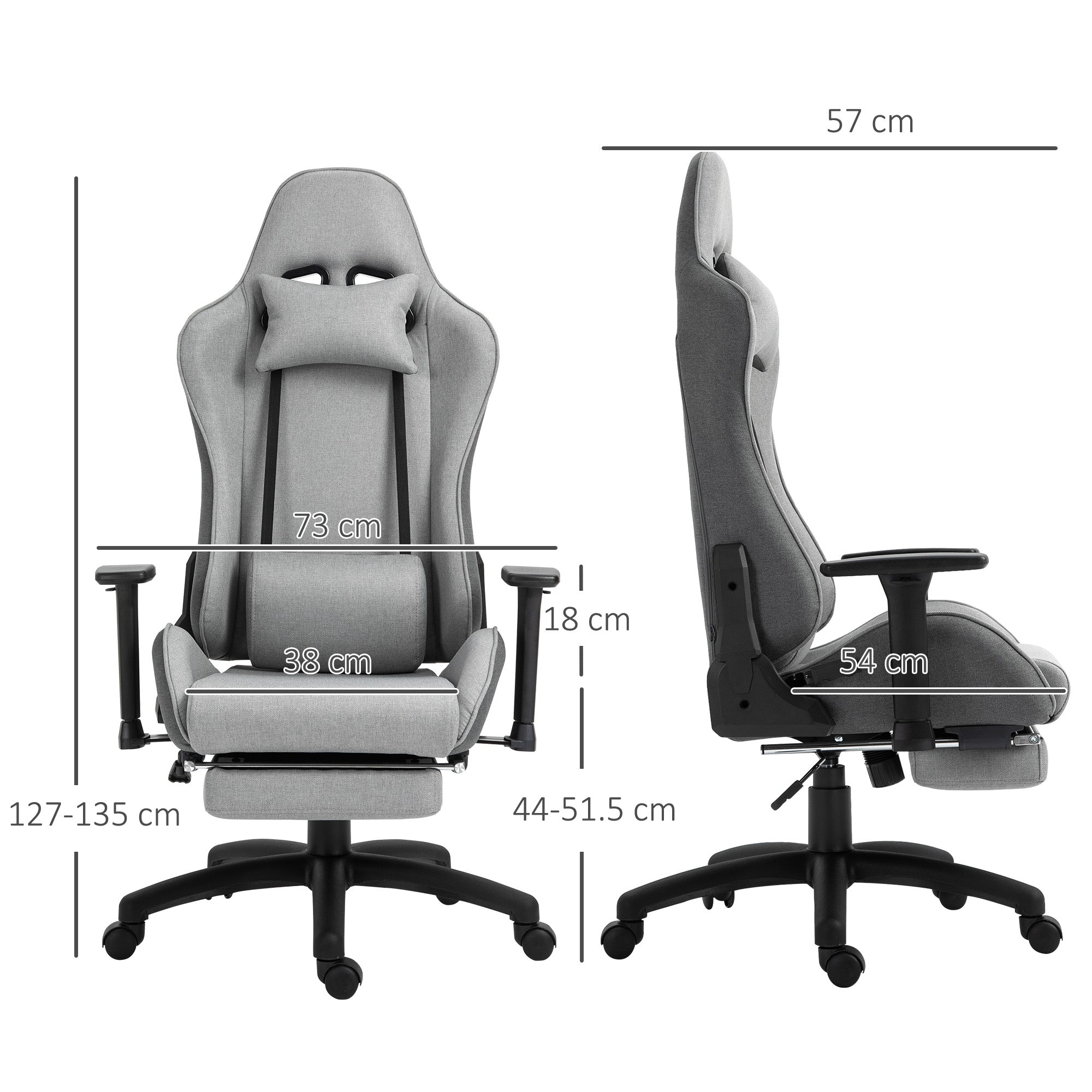 Logidon Vinsetto Ergonomische bureaustoel Grijze armleuning en kussen
