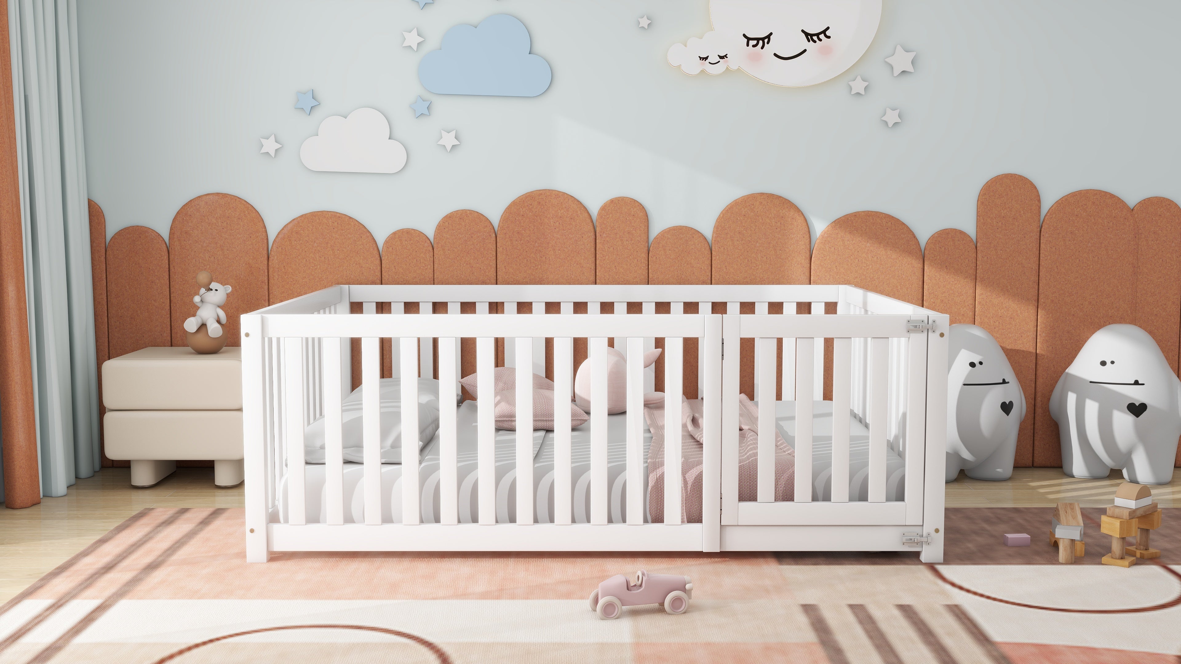Logidon Children's Bed 140x200 White With Door and Fence