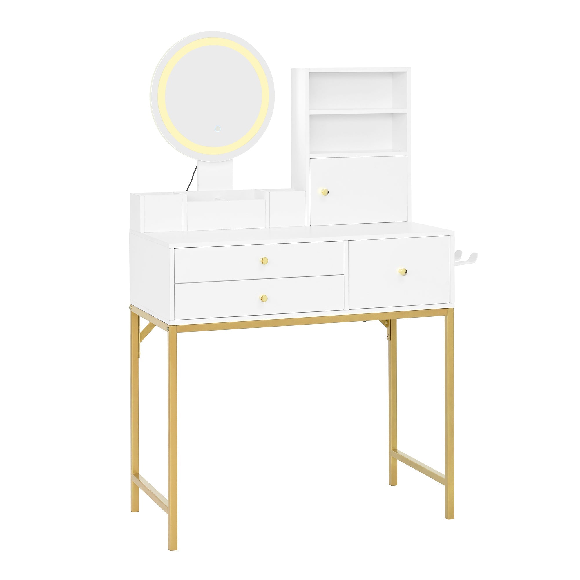 Logidon kaptafel met dimbare LED verlichting wit 80x40x134 cm