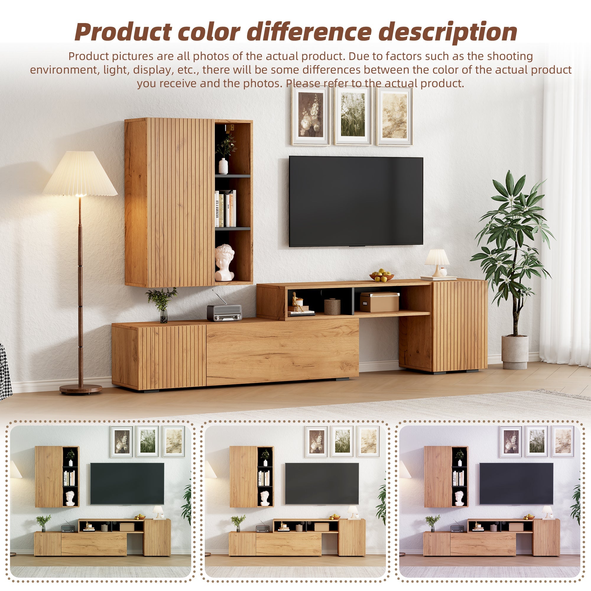 Logidon TV wall unit set display case two parts up to 265 cm oak black