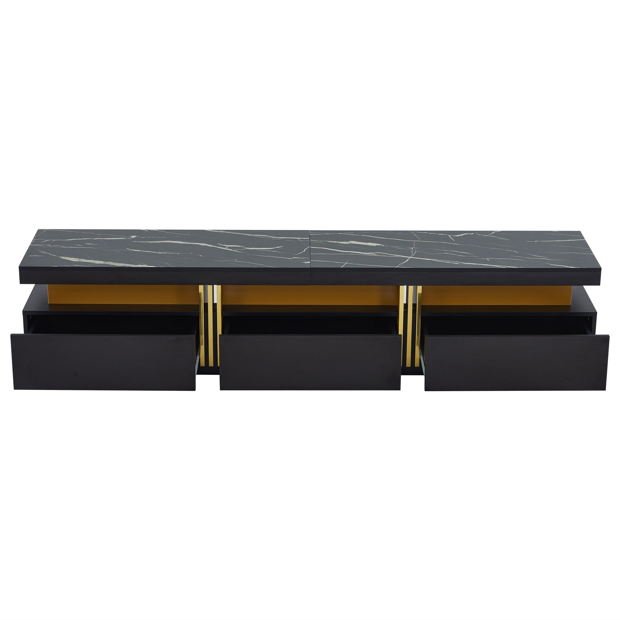 Logidon Zwarte tv-wandmeubelset 2 tv-kast salontafel marmerlook