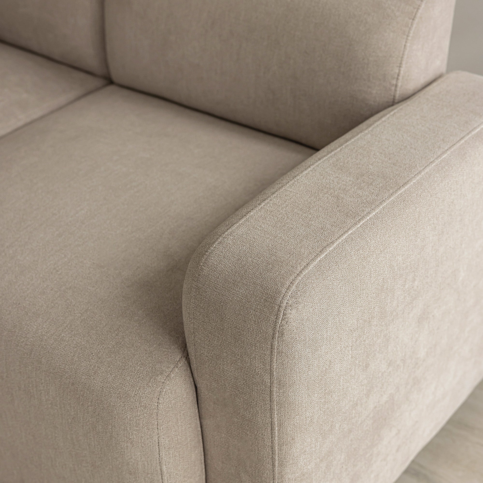 Logidon Regular Sofa Beige Chenille 3 Seater Living Room Sofa