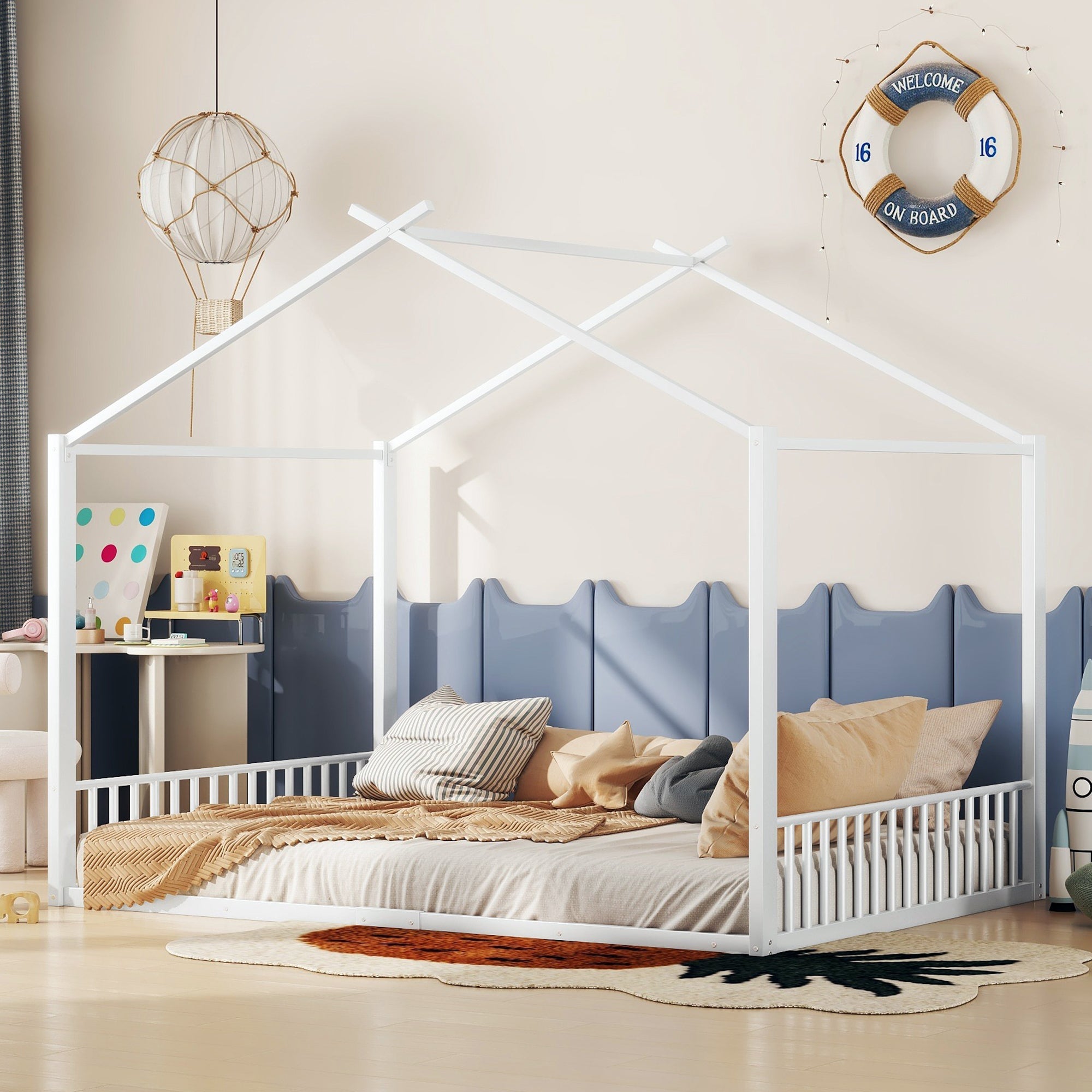 Logidon gestoffeerd bed 140x200 cm zonder matras Wit ijzeren framebed