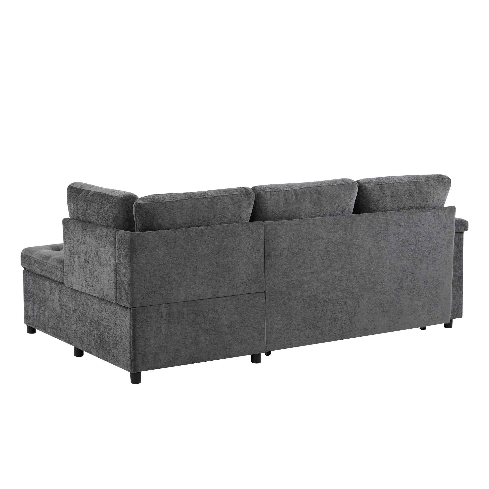 Logidon L-vorm slaapbank grijs fluweel chenille 209x130 cm opbergruimte