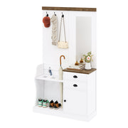 Logidon Kledingkastset Met Spiegel, Haken En Laden Wit 110x38x191 cm