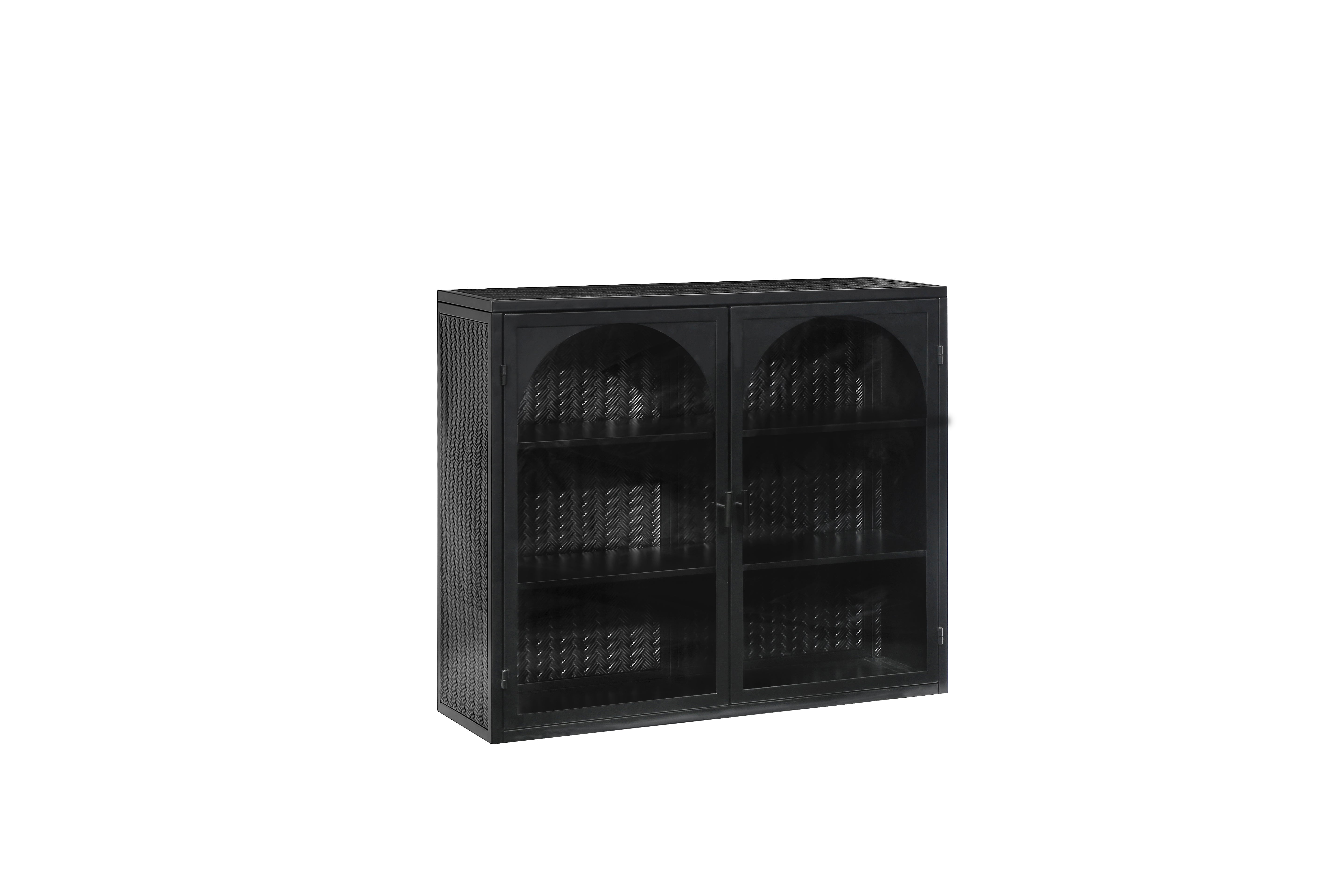 Logidon 70 cm glazen wandkast zwart met drie opbergniveaus