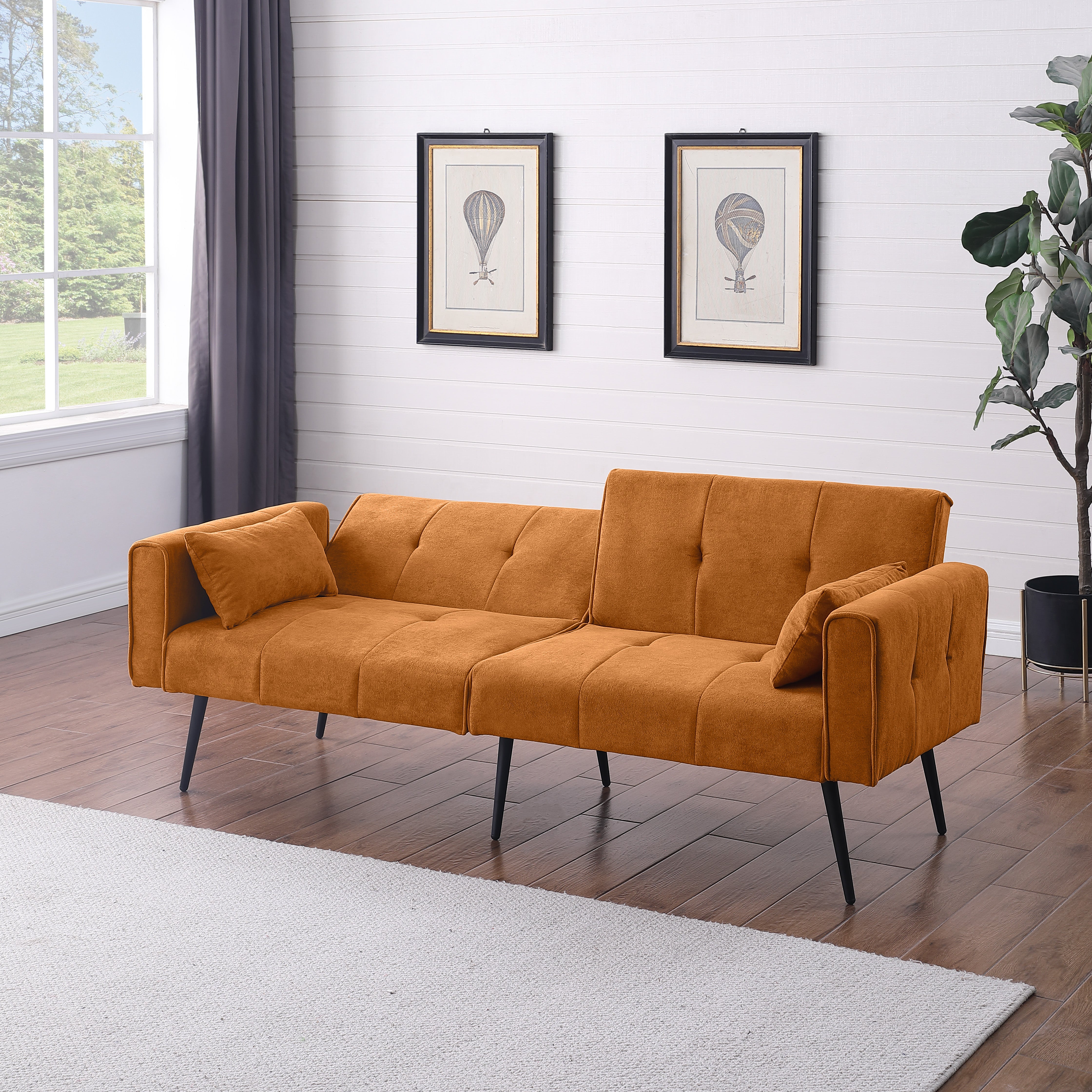 Logidon gele stoffen slaapbank 68 inch modulair voor woonkamer