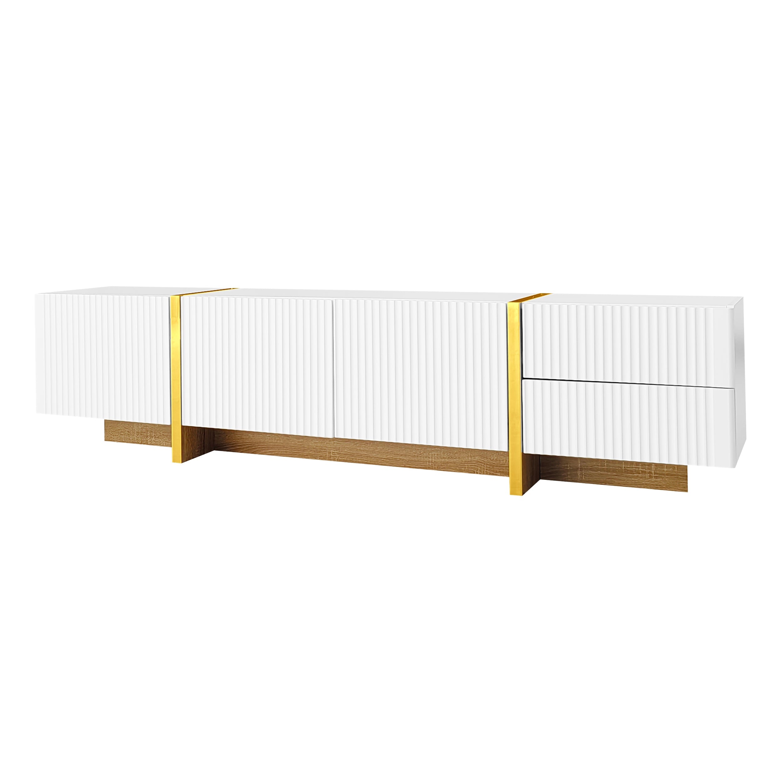 Logidon TV-meubel 190 cm wit goud houtnerf 3 deuren 2 lades