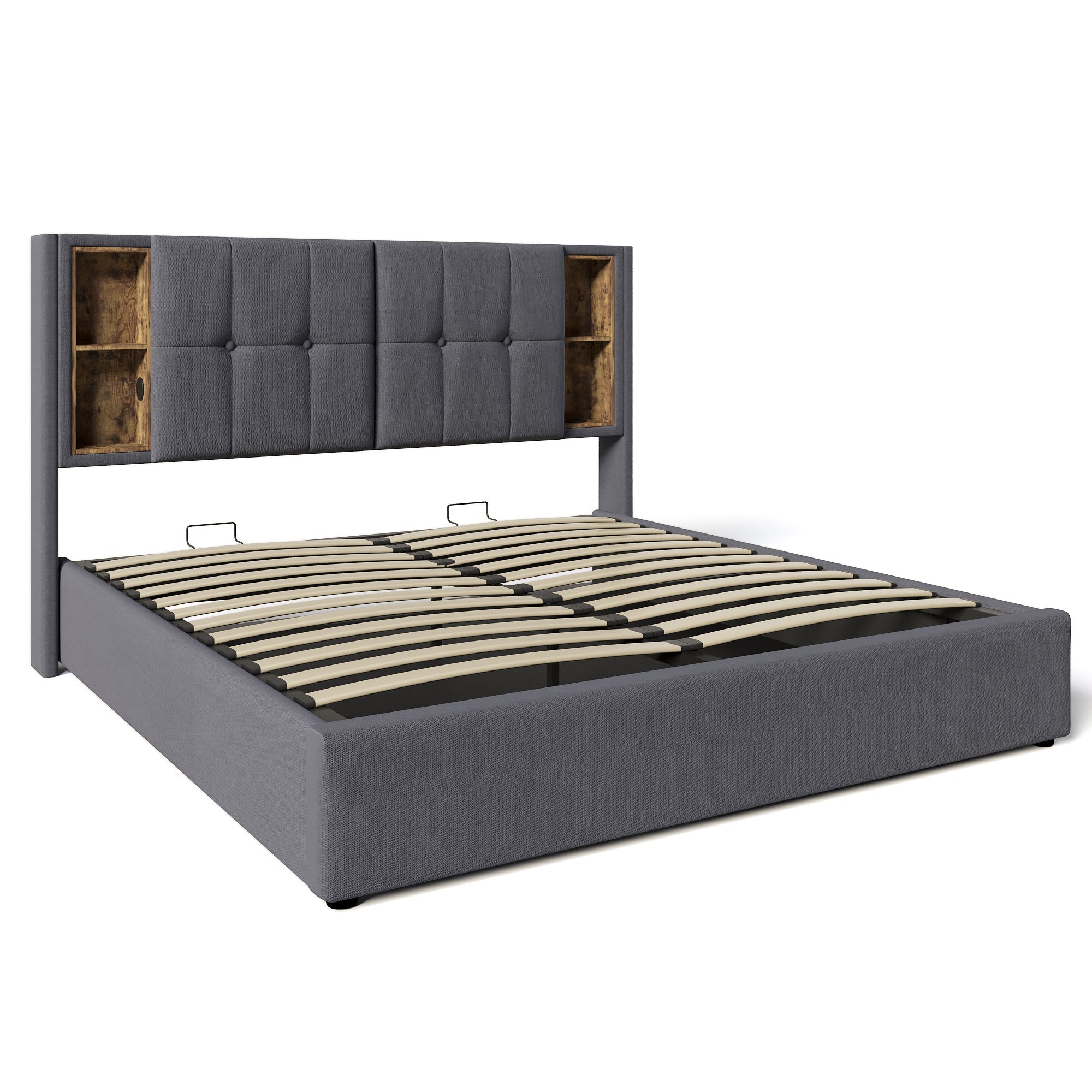 Logidon tweepersoonsbed 160x200 cm met draadloos opladen USB C gestoffeerd bed