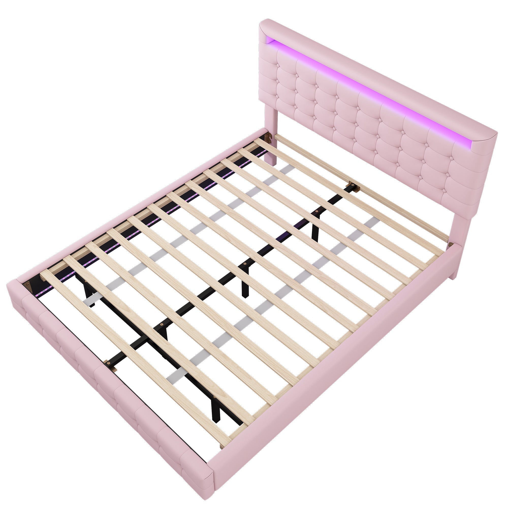 Logidon 140x200 cm flatbed roze LED-licht 24 knoppen afstandsbediening