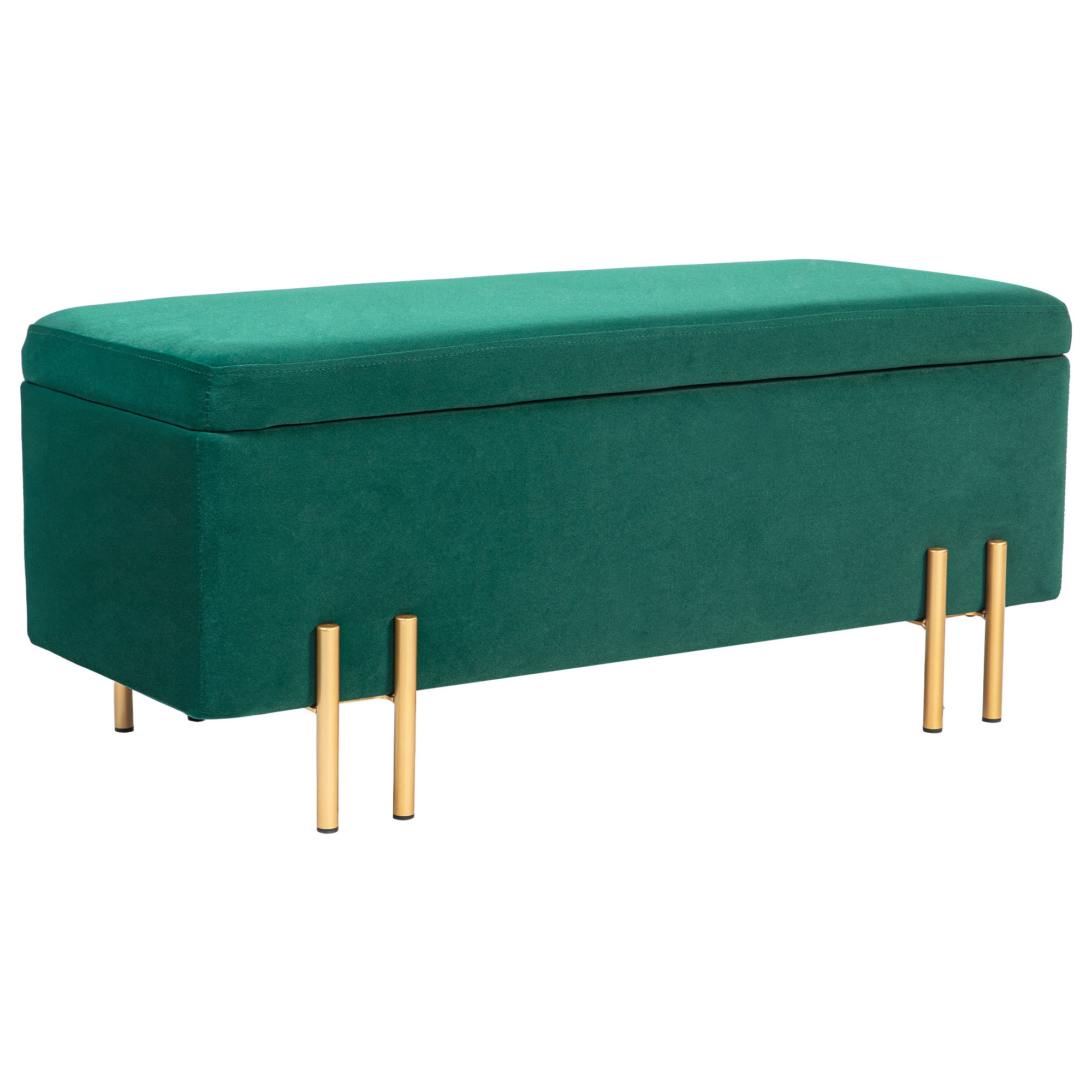 Logidon bank met opbergruimte groen gestoffeerde bank 100x40x42 cm