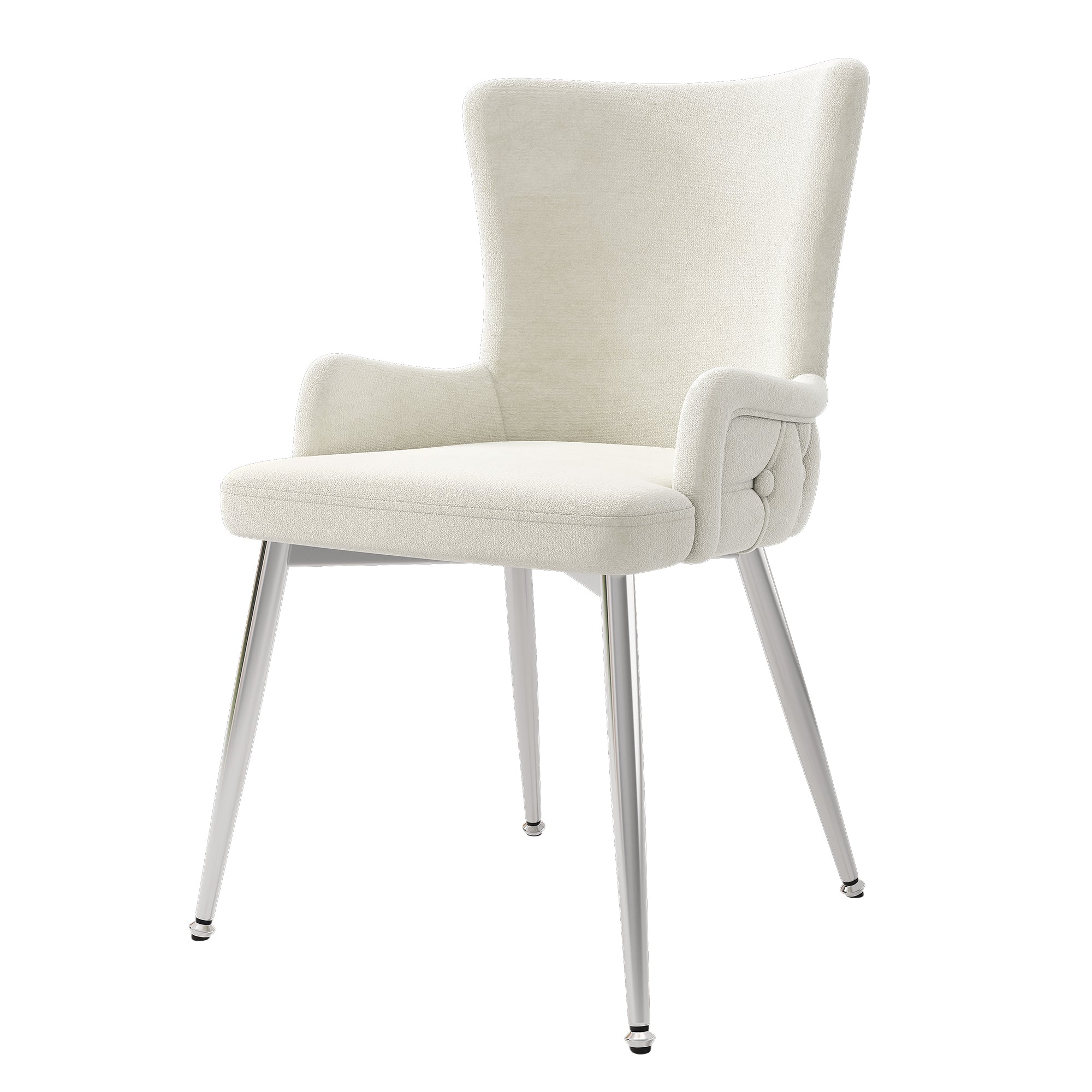 Logidon Velvet Dining Chair Set 6 Beige With Silver Metal Legs