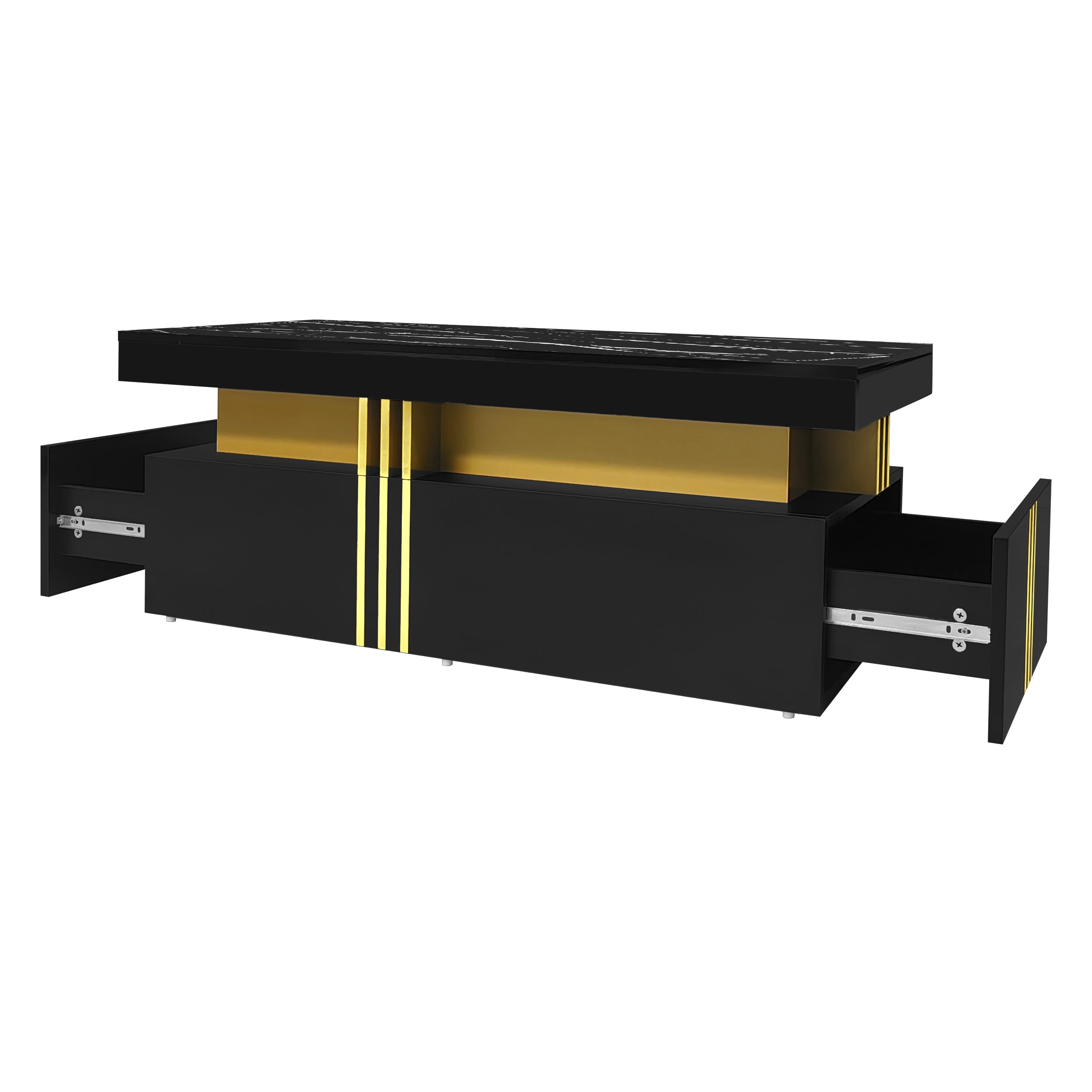 Logidon Zwarte tv-wandmeubelset 2 tv-kast salontafel marmerlook