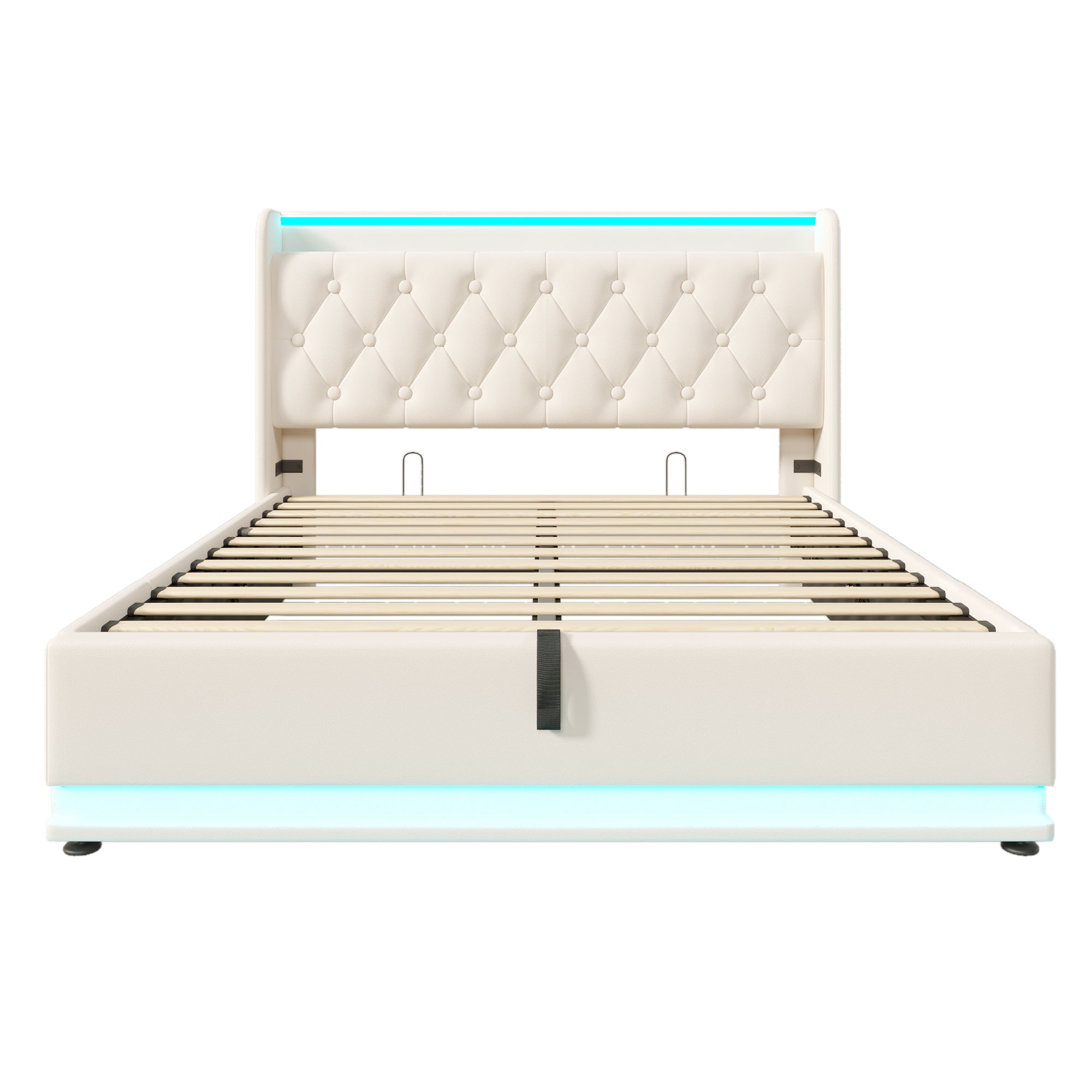 Logidon gestoffeerd bed tweepersoonsbed 160X200 cm wit met 360 surround LED