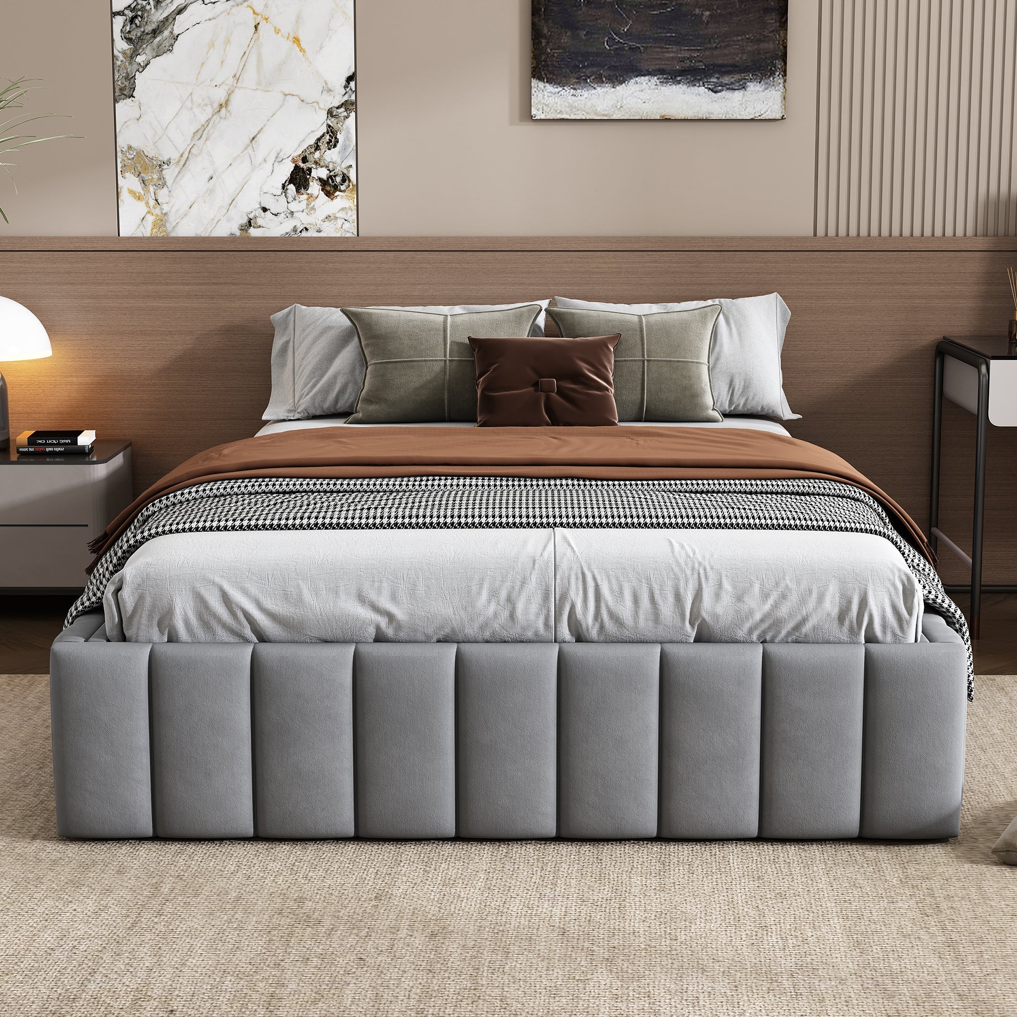 Logidon gestoffeerd bed 140 x 200 cm grijs met lattenbodem designbed