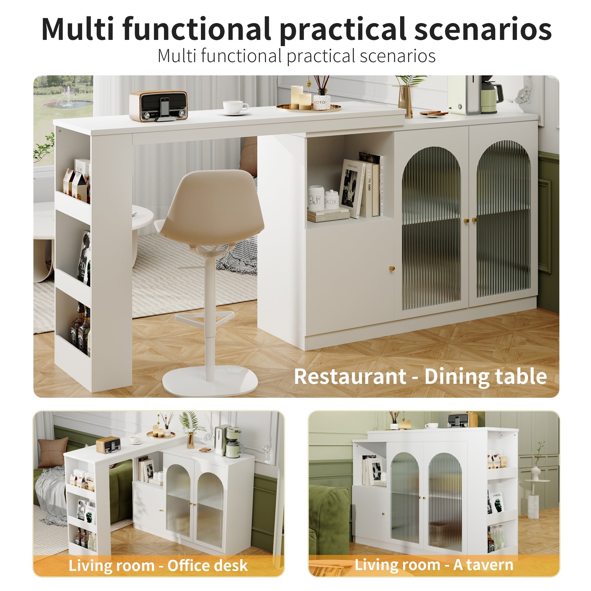 Logidon 360 graden draaibare bartafel 120x40x97 cm wit