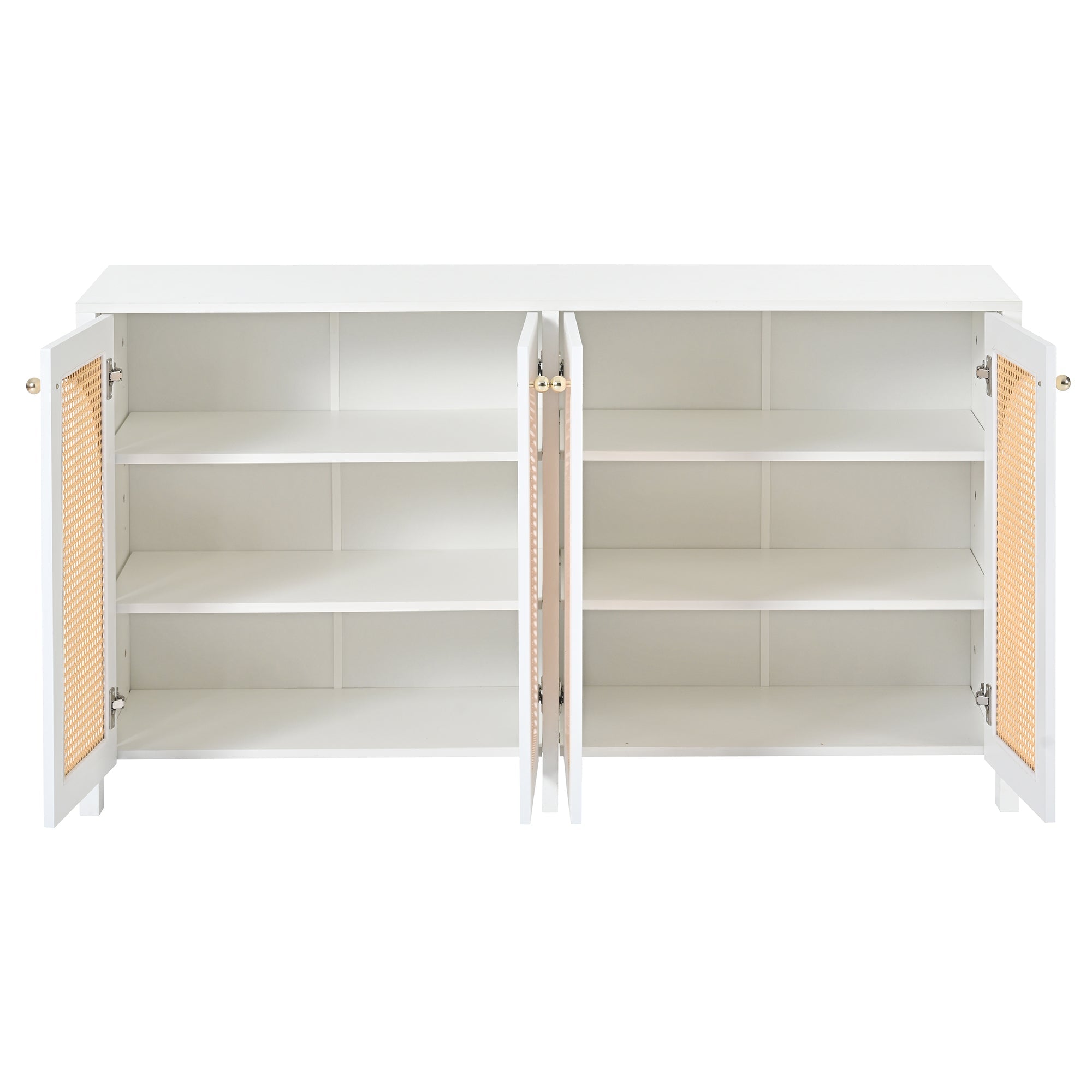 Logidon Modern dressoir 4 rotan deuren wit 145x40x80 cm