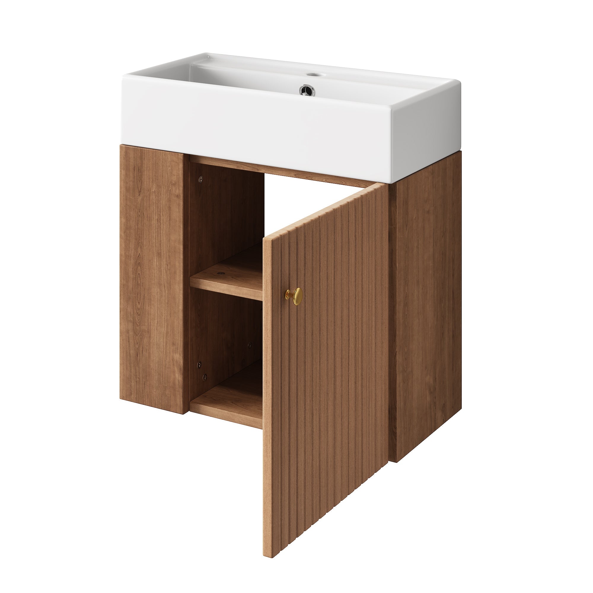 Logidon Badkamermeubel 55 cm met hangende onderkast bruin