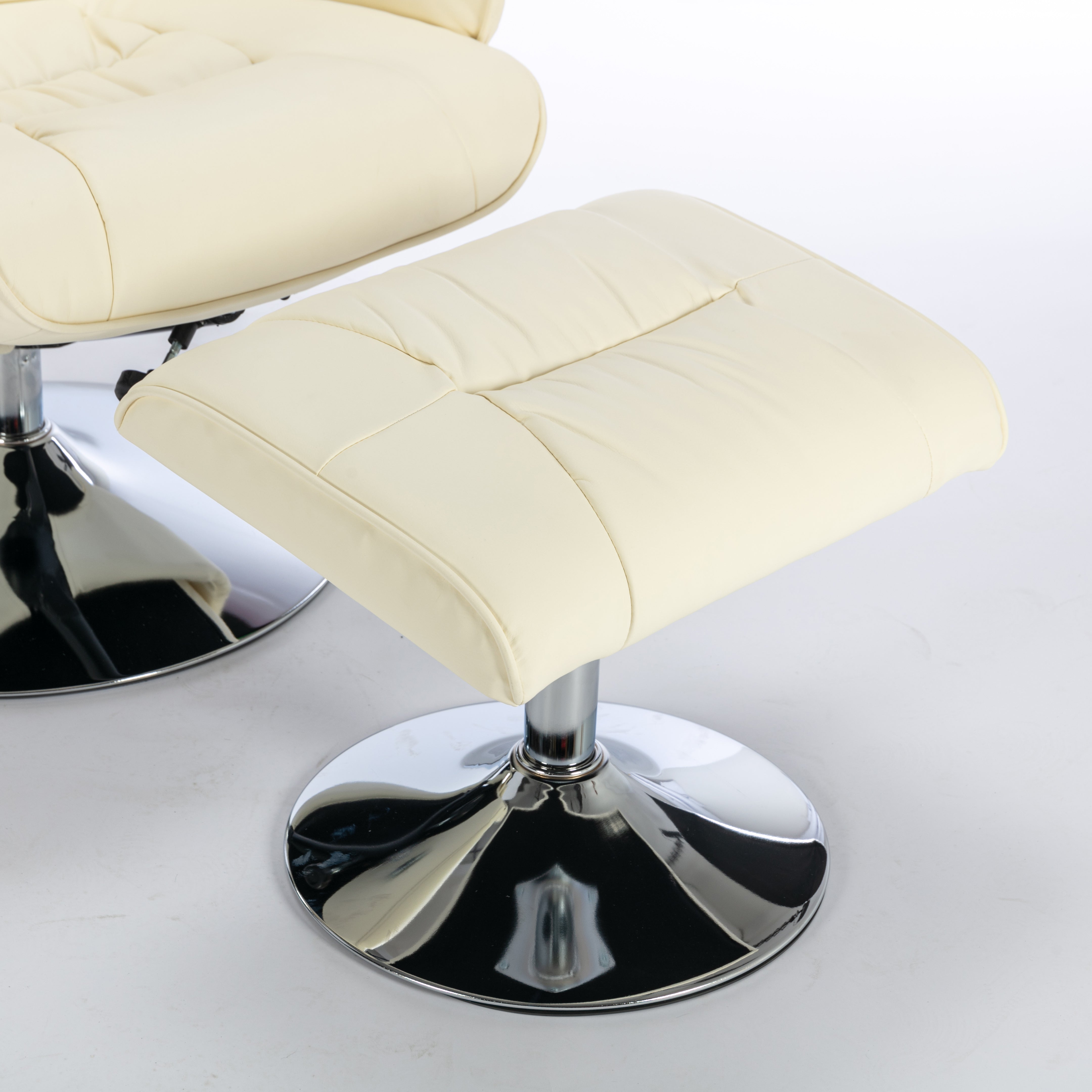 Logidon massagestoel met PU bekleding en voetenbank beige 5-punts massage