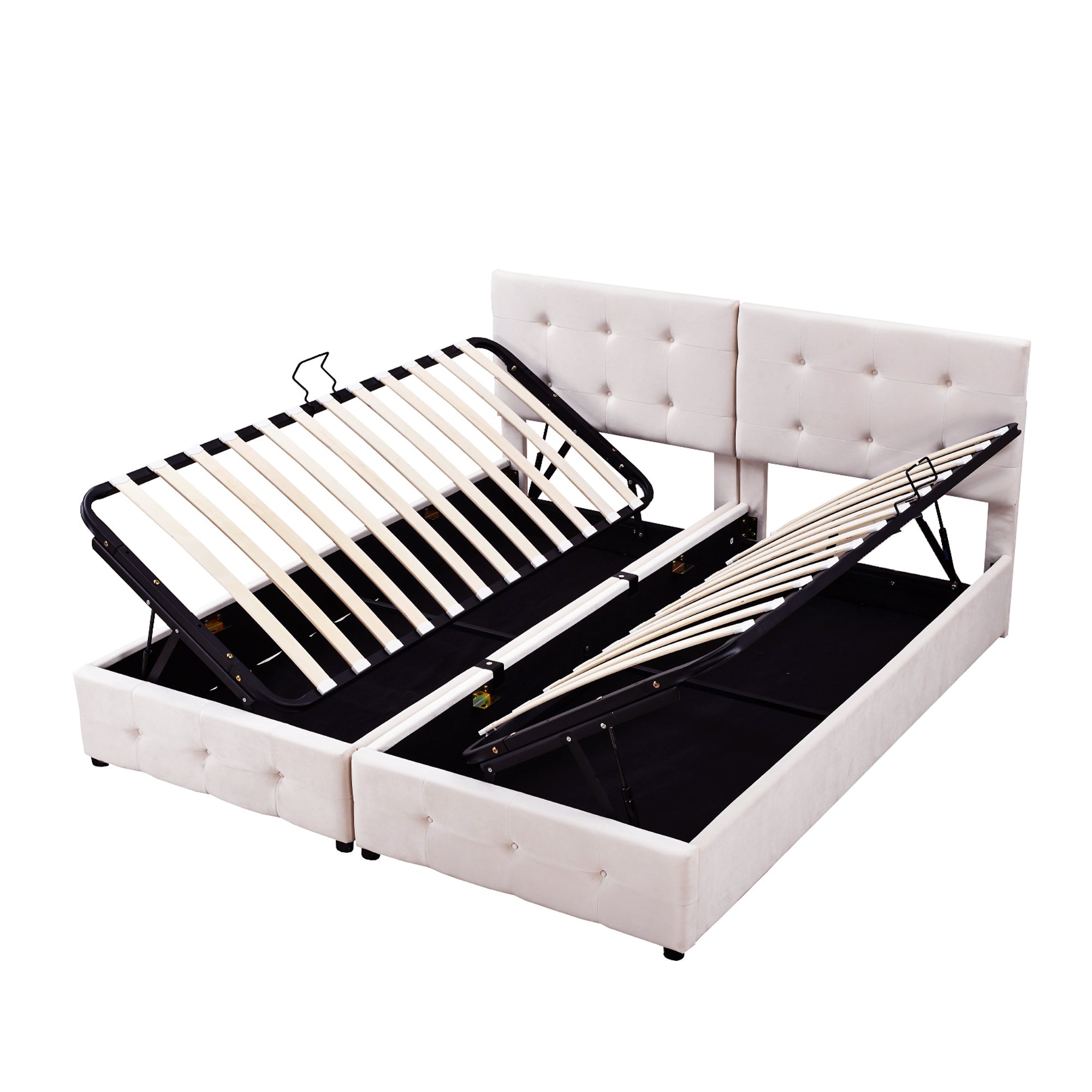 Logidon gestoffeerd bed 180x200 cm hydraulisch opbergbed beige